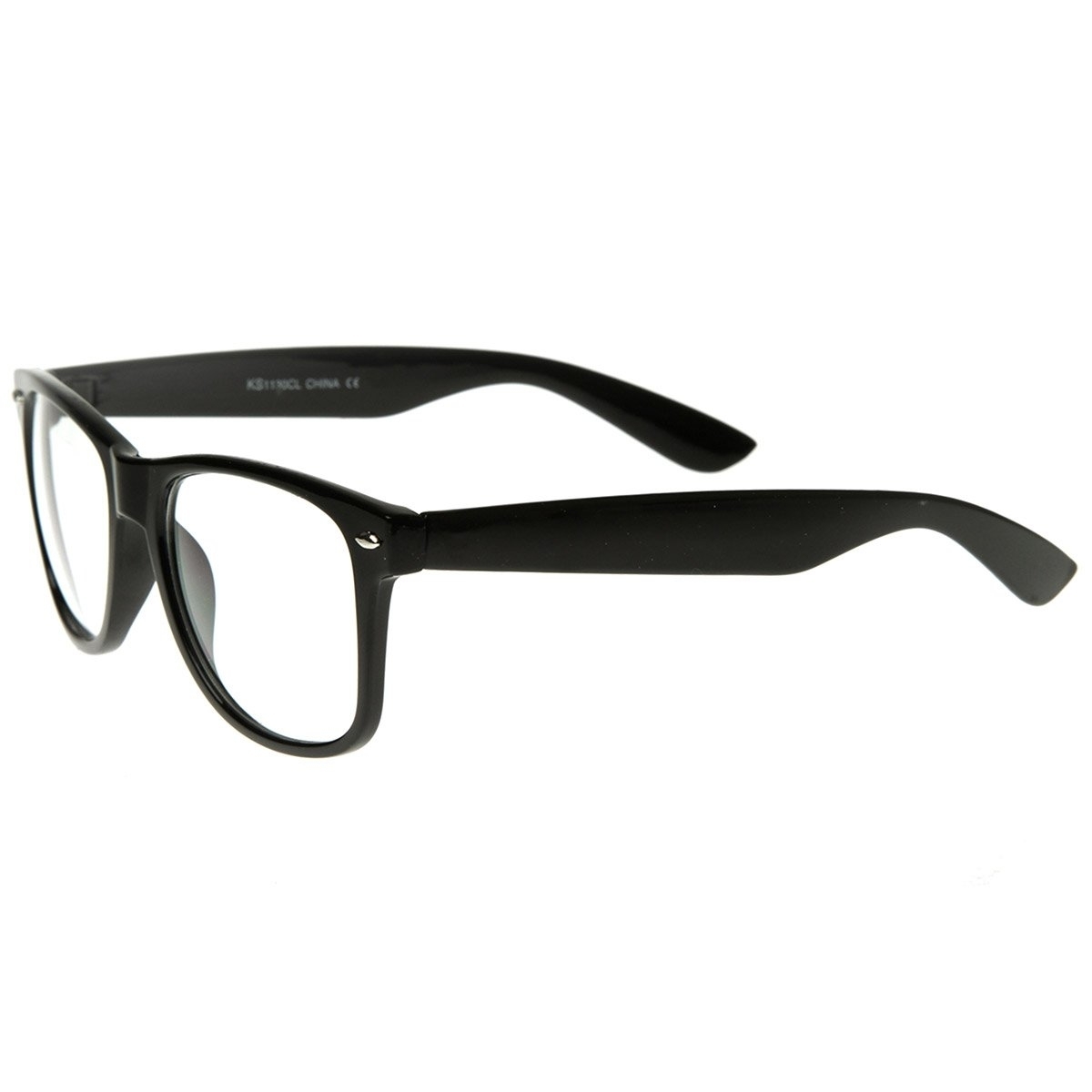 Standard Retro Clear Lens Nerd Geek Assorted Color Horn Rimmed Glasses - Black