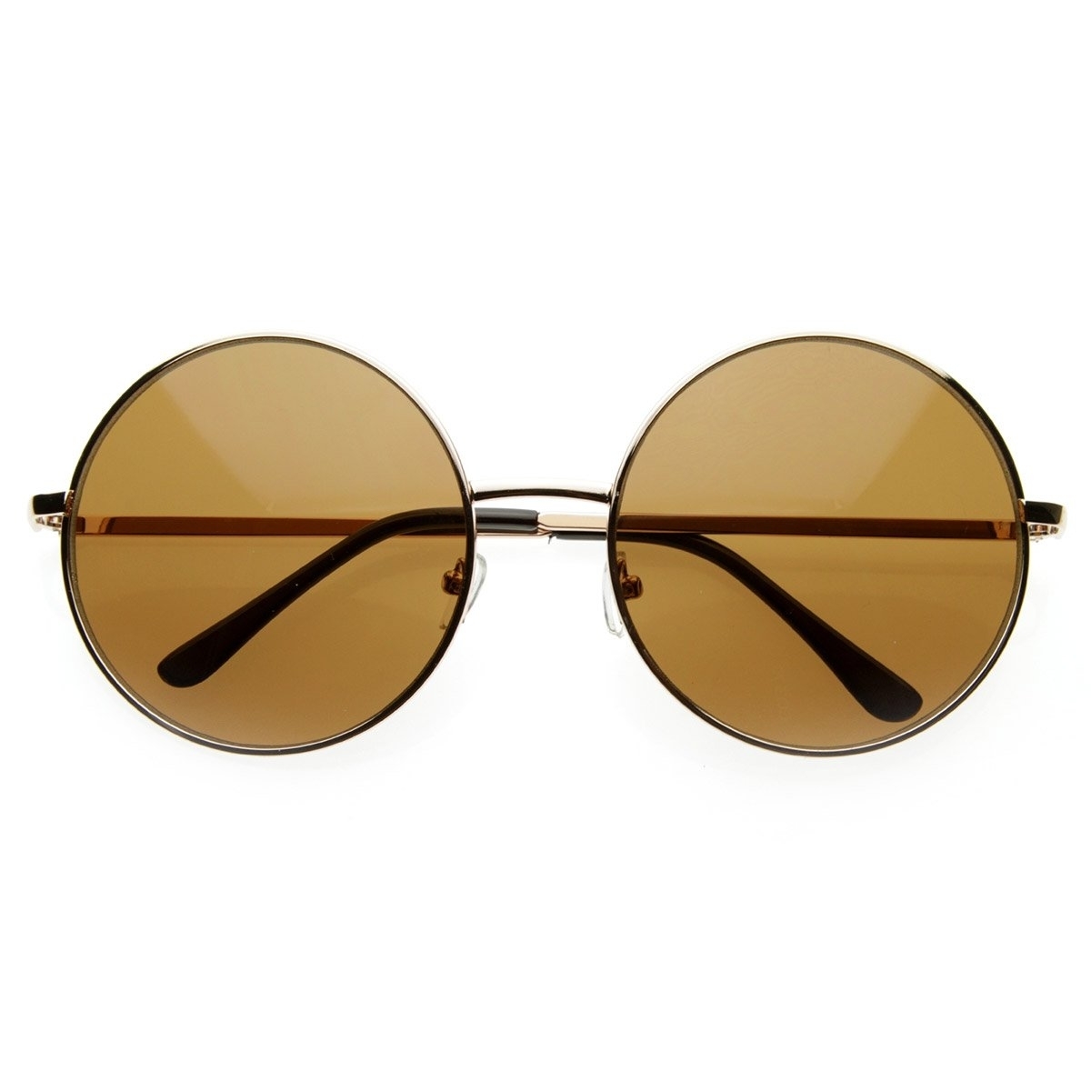 Super Large Oversized Metal Round Circle Sunglasses - Gold