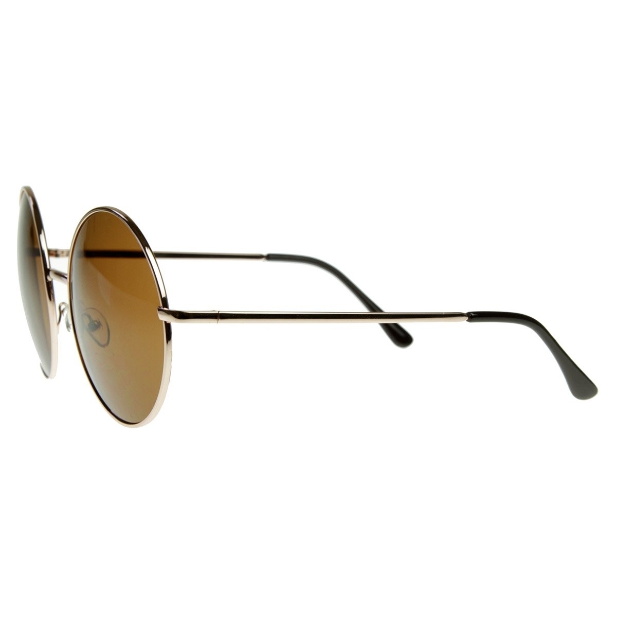 Super Large Oversized Metal Round Circle Sunglasses - Gold / Amber