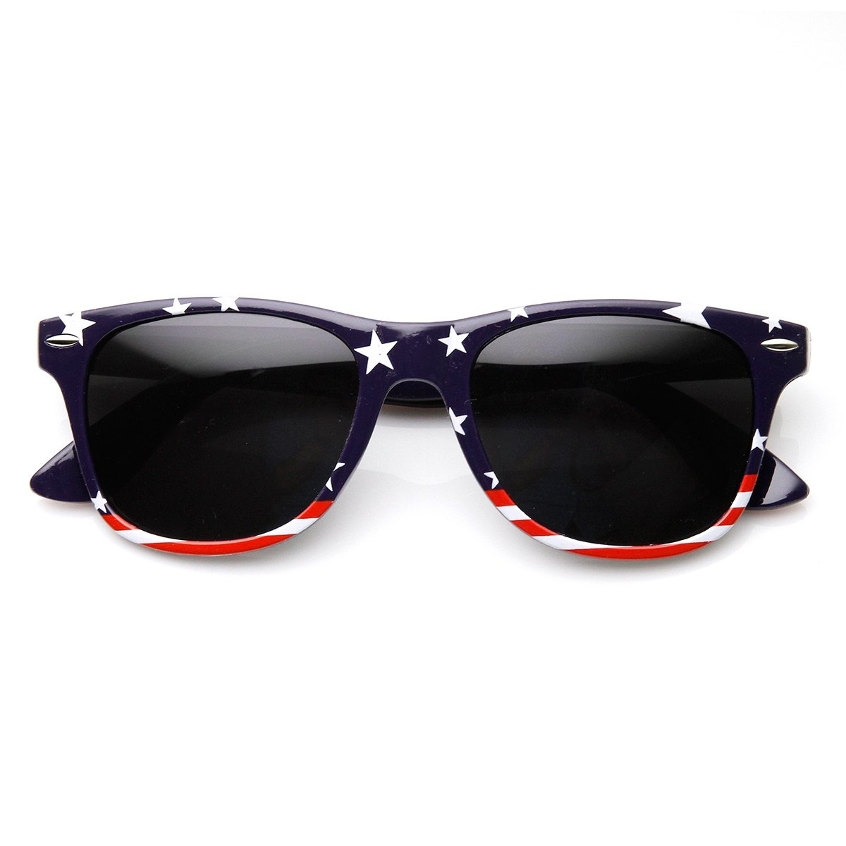 U.S. American Flag USA Stars And Stripes Horn Rimmed Sunglasses - Stars-Side Smoke