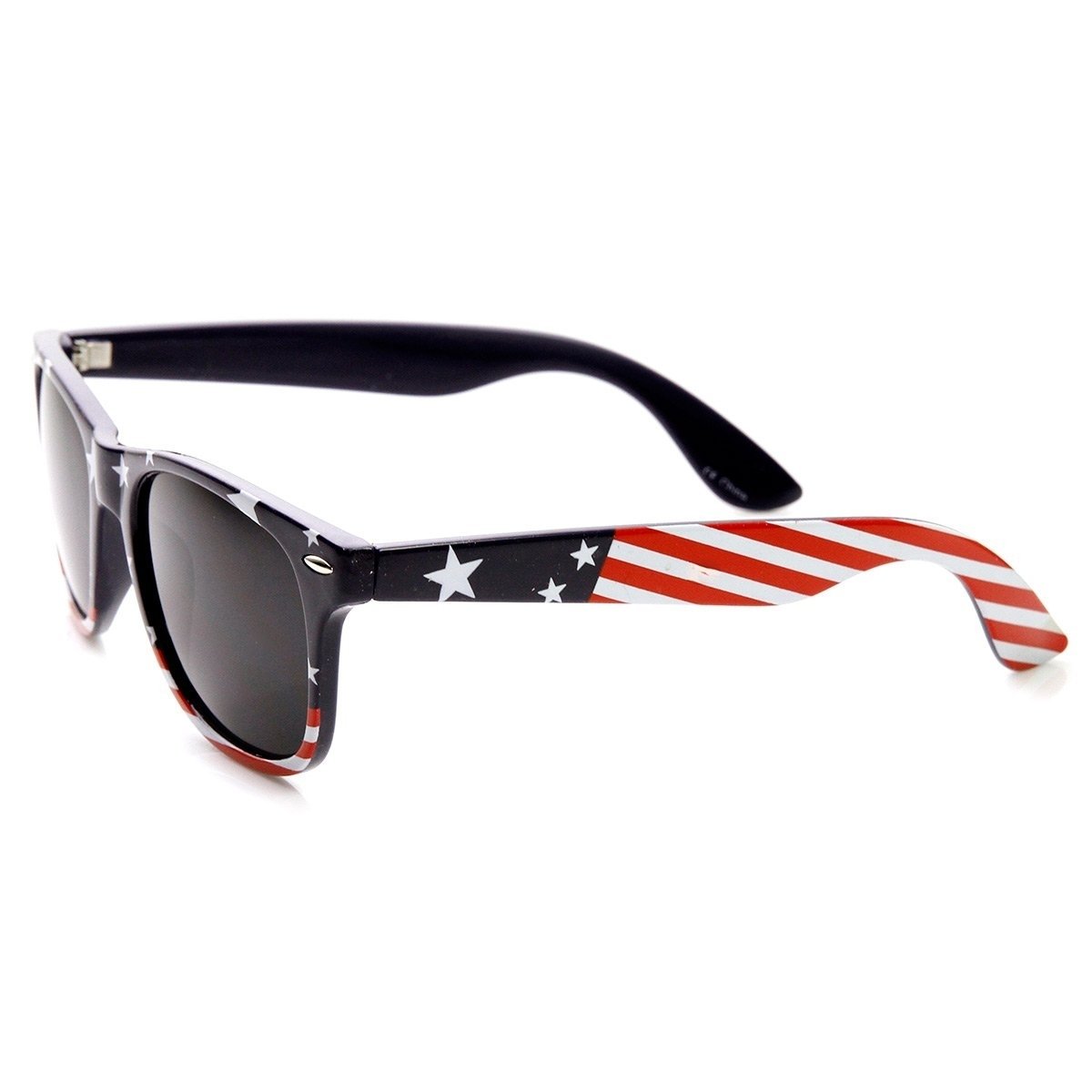 U.S. American Flag USA Stars And Stripes Horn Rimmed Sunglasses - Stars-Side Smoke
