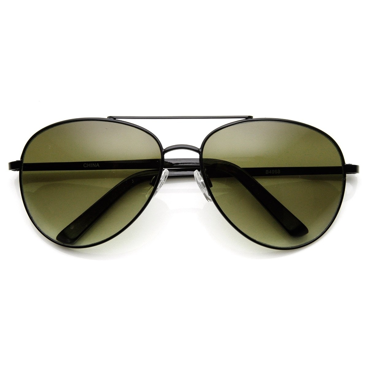 Unisex Round Metal Tear Drop Aviator Sunglasses - Black
