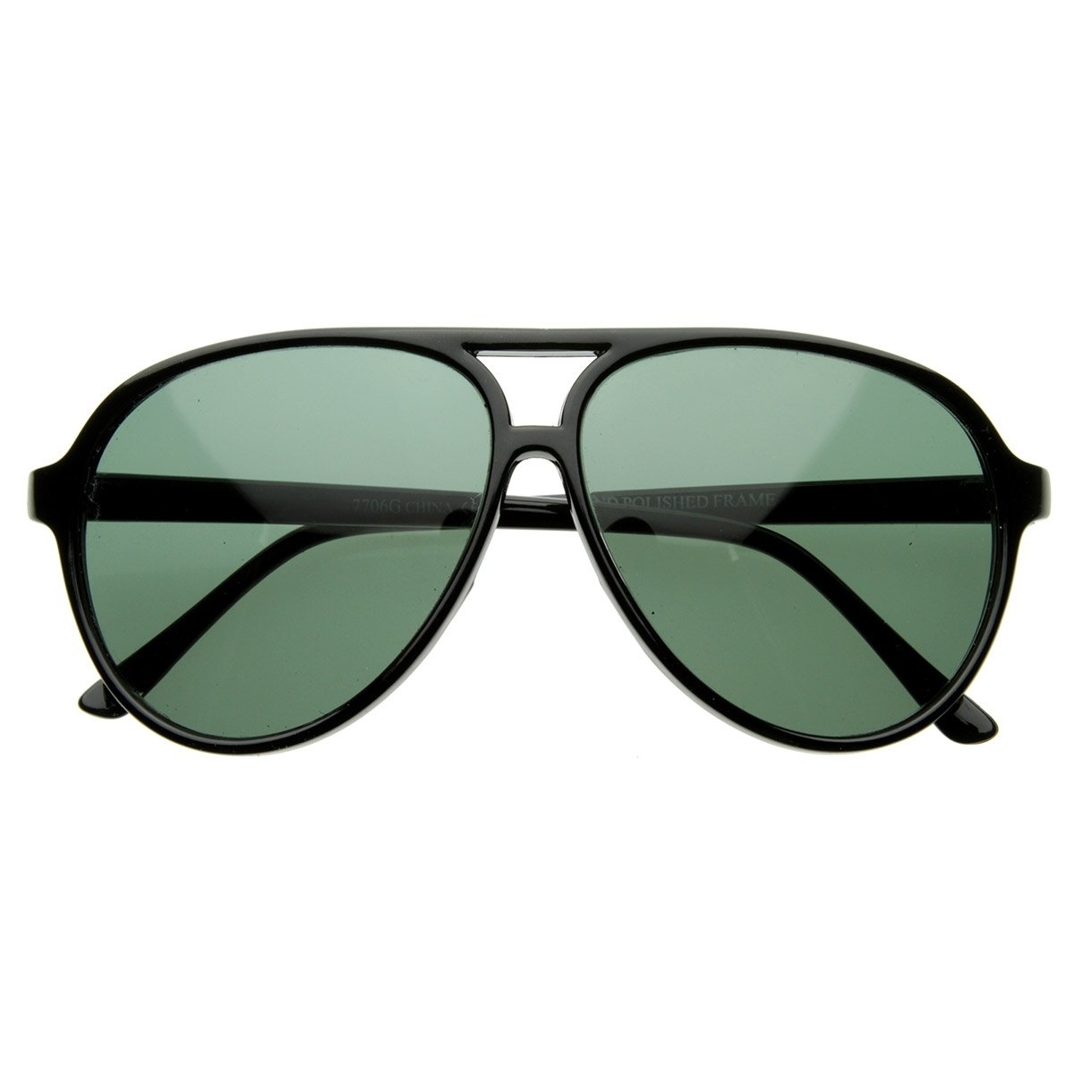 Vintage Inspired Classic Tear Drop Plastic Aviator Sunglasses - Black