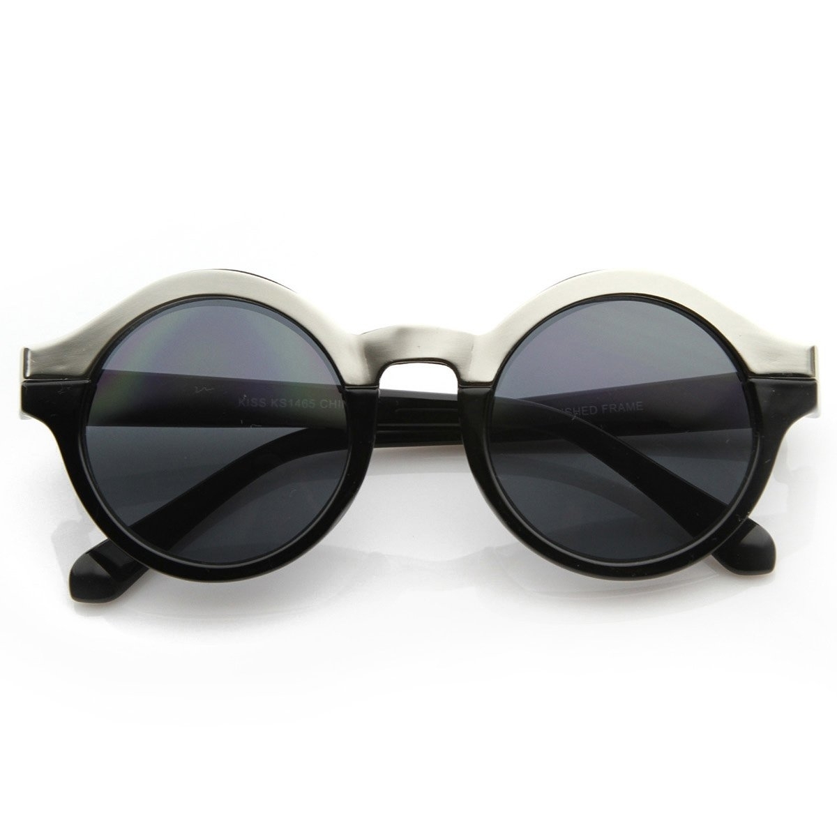 Vintage Inspired Retro Fashion Round Horned Circle Sunglasses - Black-Gold