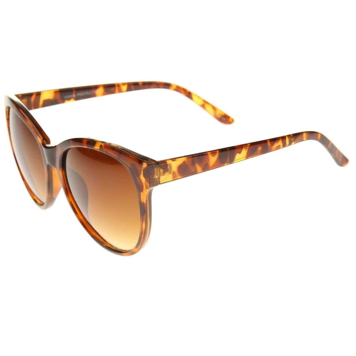 Women's Fashion Horn Rimmed Oversized Cat Eye Sunglasses 58mm - Creme / Brown