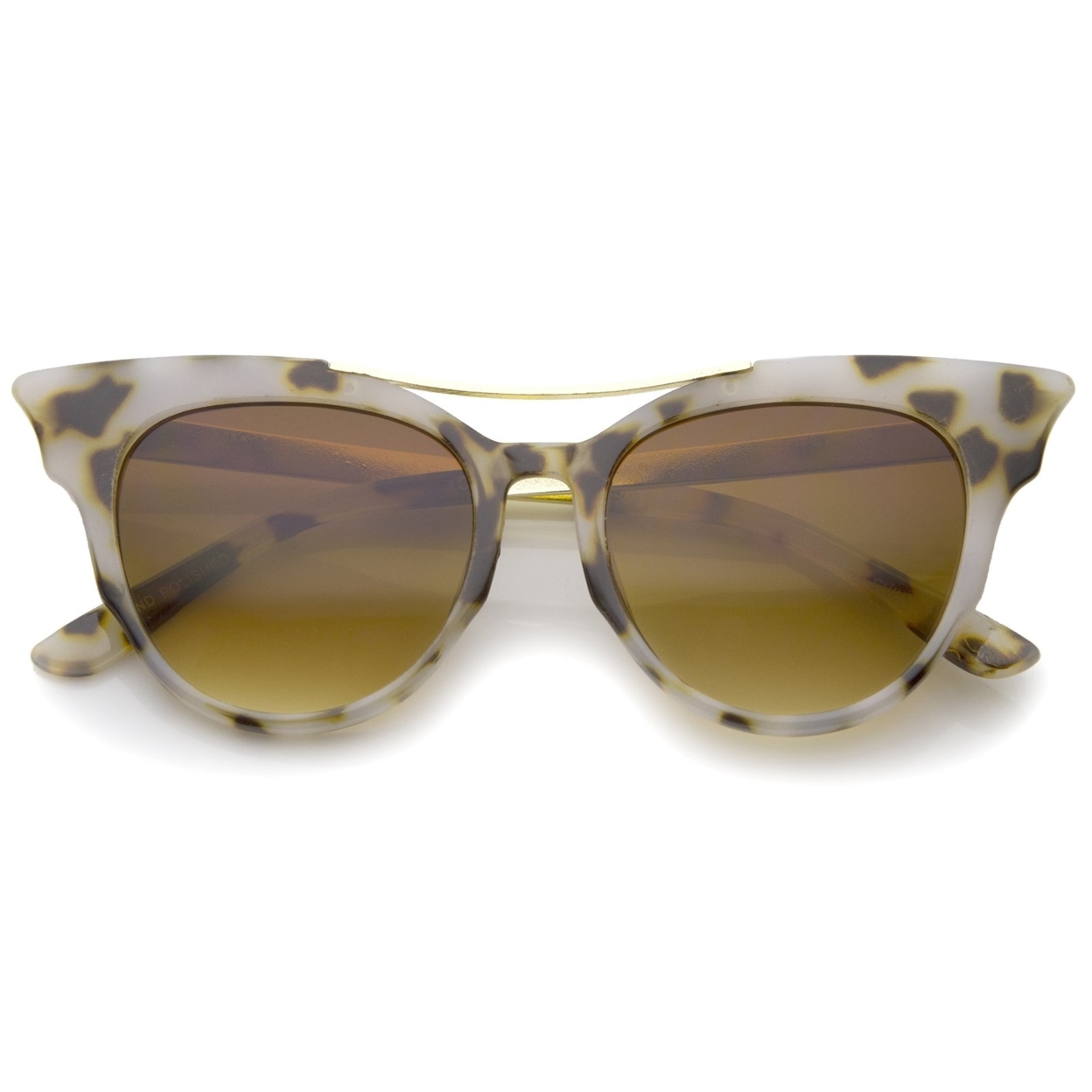 Women's Fashion Metal Temple Crossbar Bold Cat Eye Sunglasses 51mm - Black / Lavender