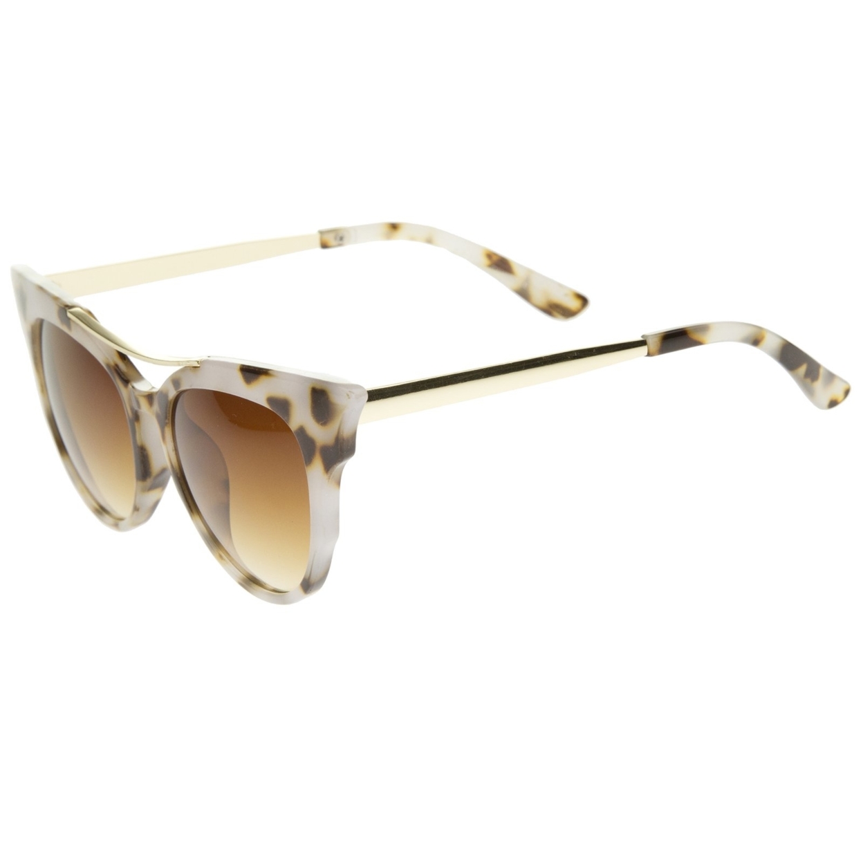 Women's Fashion Metal Temple Crossbar Bold Cat Eye Sunglasses 51mm - Black / Lavender