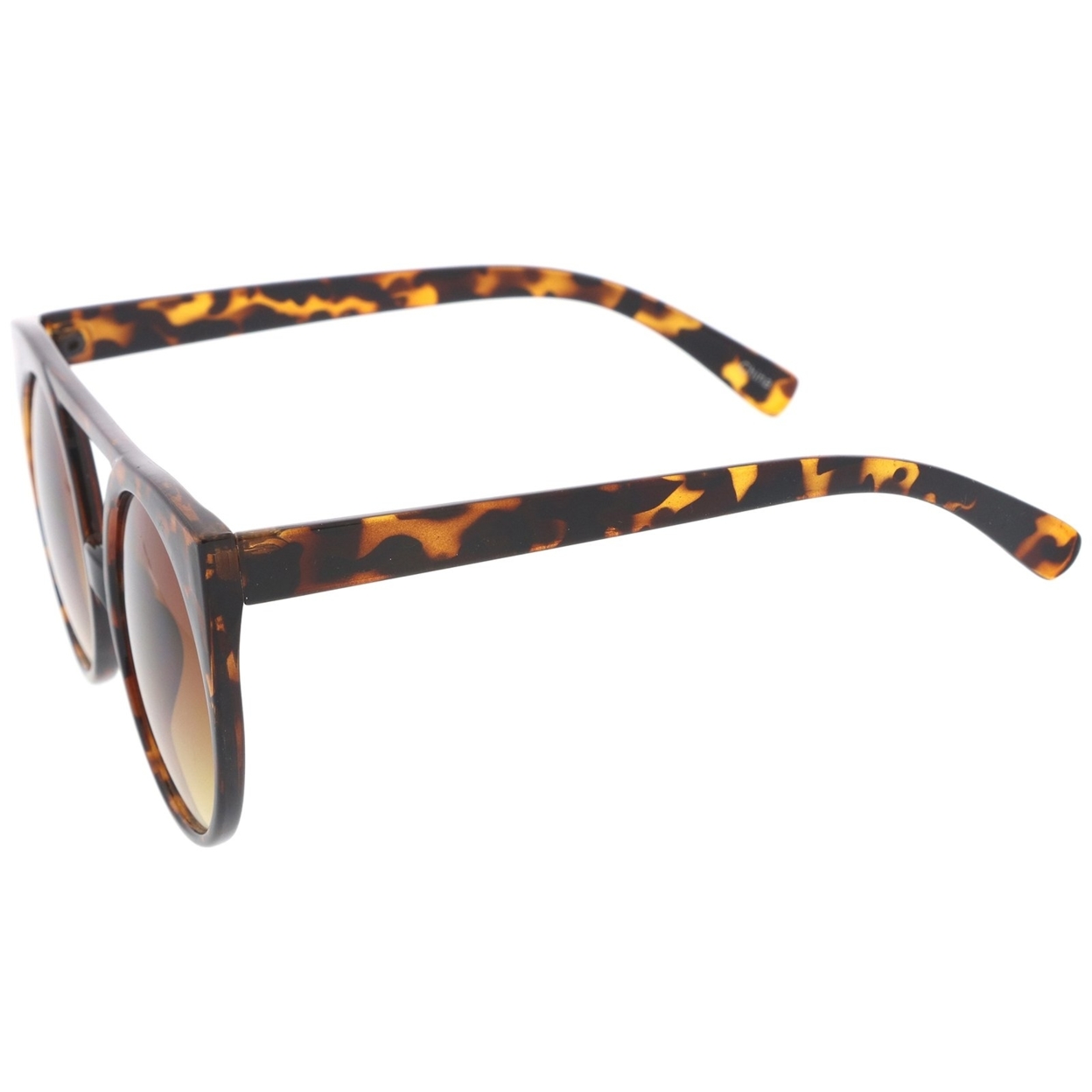 Women's Flat Top Cutout Round Lens Oversize Cat Eye Sunglasses 52mm - Brown-Tortoise / Grey Gradient