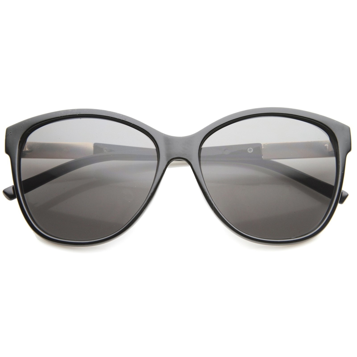 Women's Glam Fashion Metal Temple Oversize Cat Eye Sunglasses 59mm - Creme-Gold / Brown