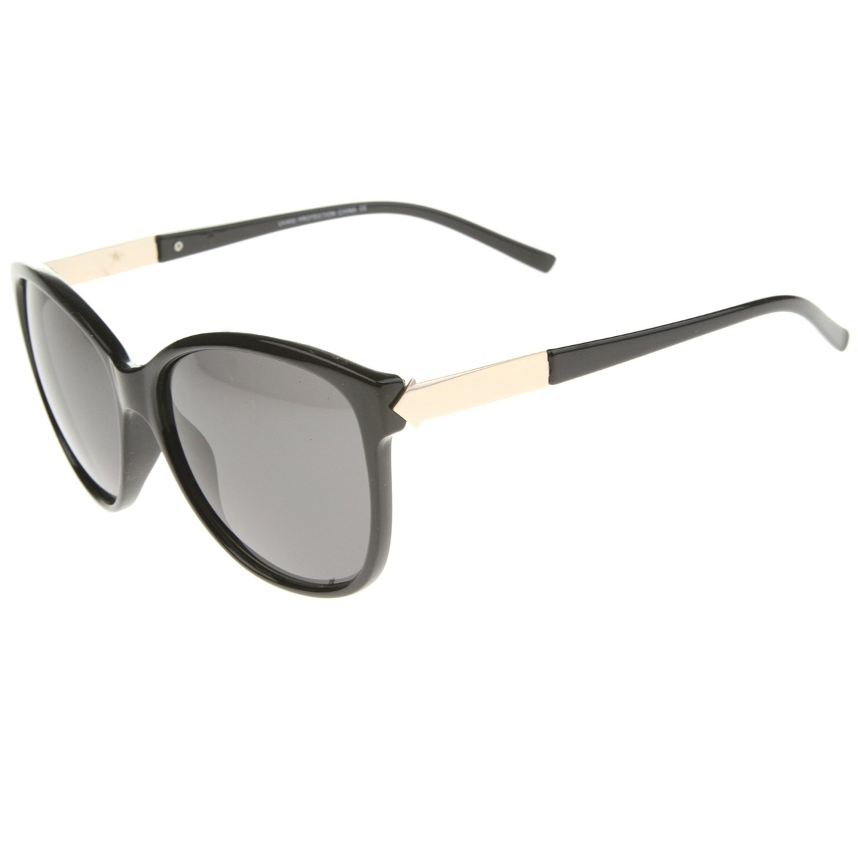 Women's Glam Fashion Metal Temple Oversize Cat Eye Sunglasses 59mm - Black-Silver / Lavender