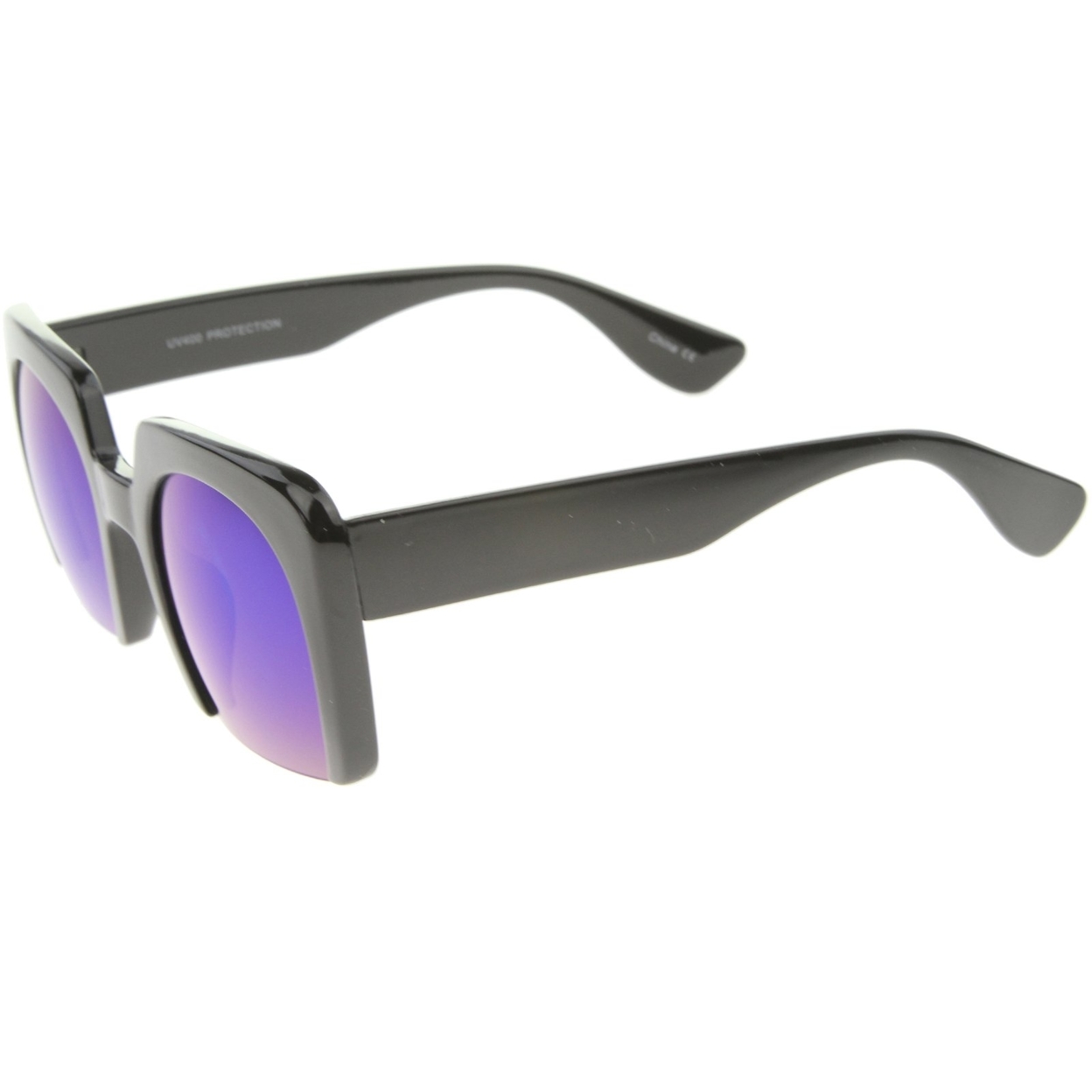Women's High Fashion Bold Bottom Cut Square Mirrored Lens Sunglasses 52mm - Brown Tortoise / Green Blue Mirror