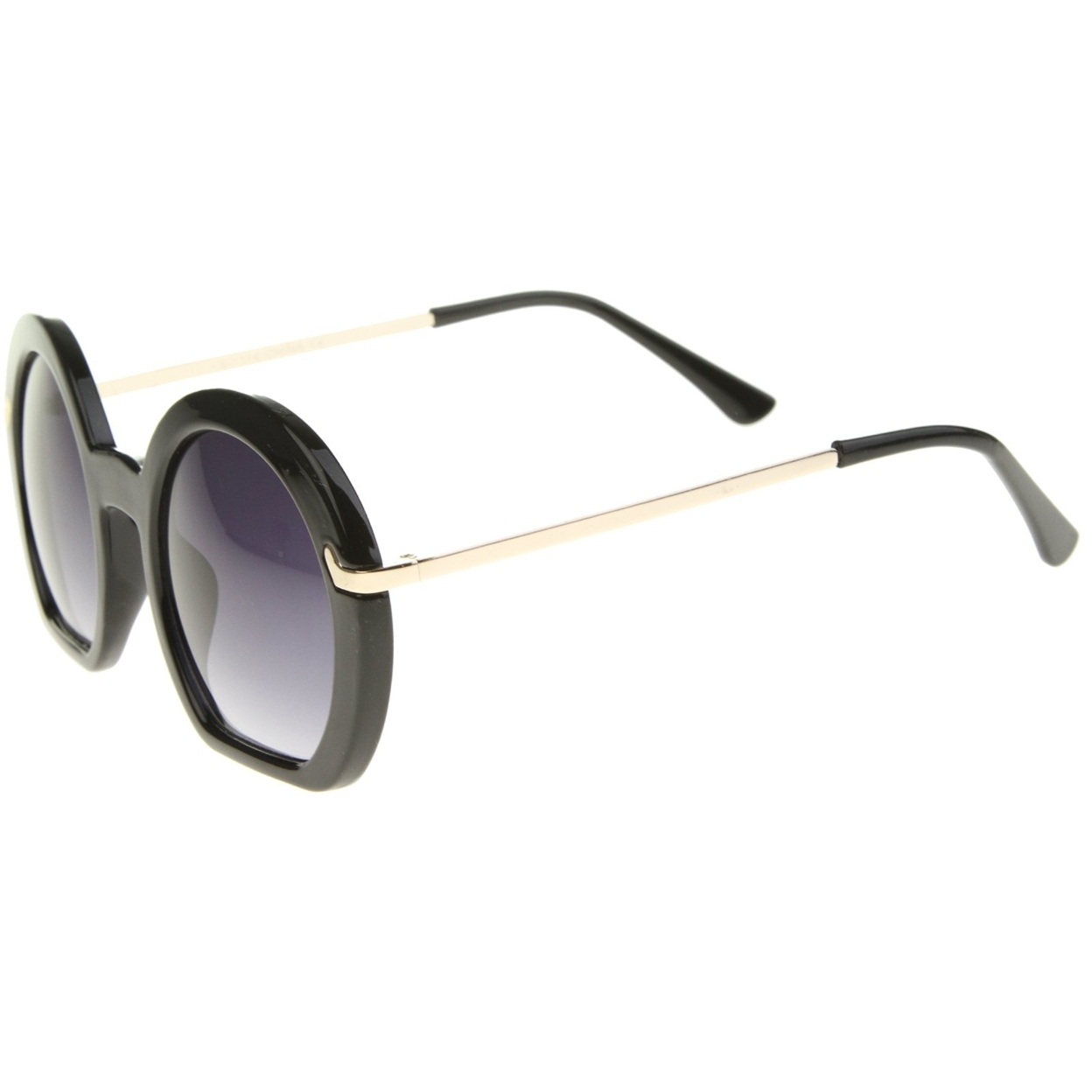 Women's High Fashion Flat Bottom Oversize Round Sunglasses 50mm - Black / Lavender