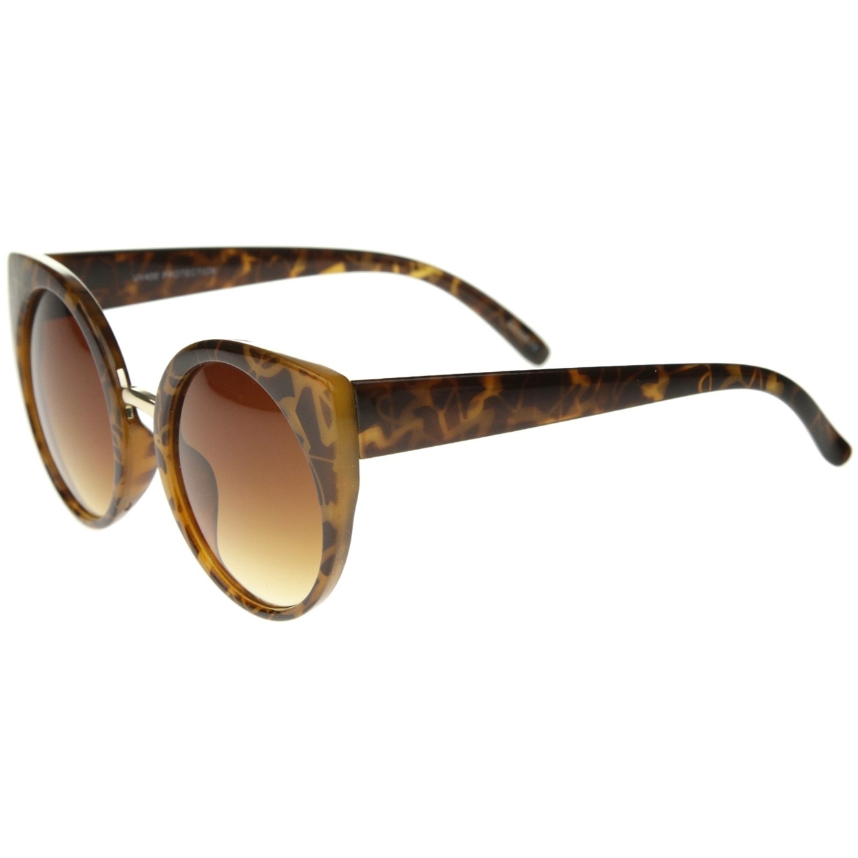 Women's High Fashion Oversize Round Lens Cat Eye Sunglasses 55mm - Tortoise-Gold / Amber