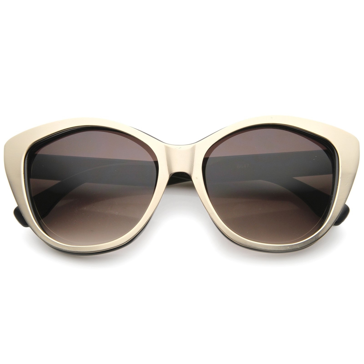Women's High Fashion Two-Toned Tinted Lens Oversize Cat Eye Sunglasses 55mm - Black-Gunmetal / Smoke