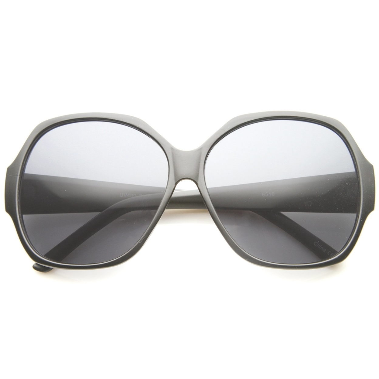 Women's High Fashion Wide Temple Oversize Square Sunglasses 58mm - Shiny Black / Lavender