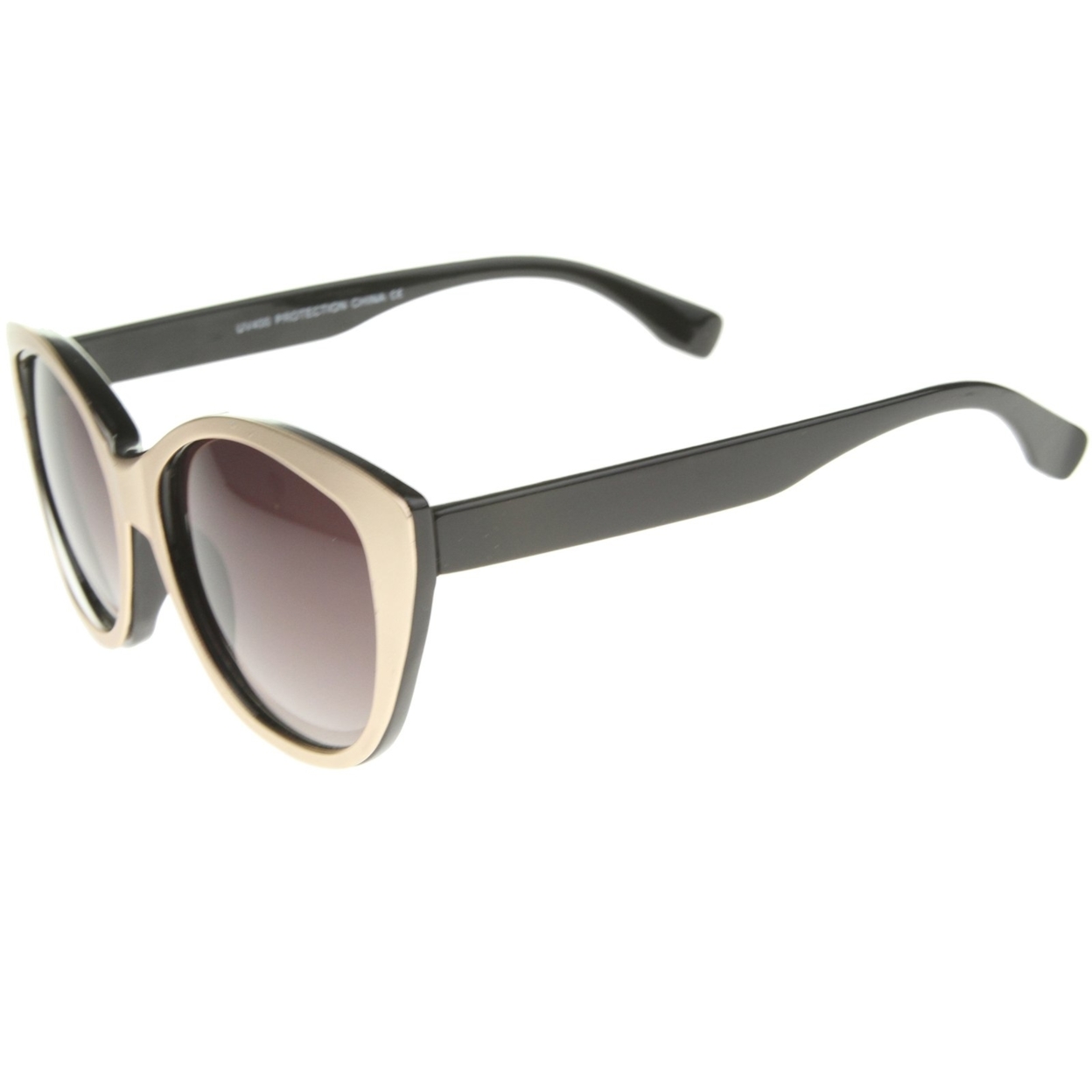 Women's High Fashion Two-Toned Tinted Lens Oversize Cat Eye Sunglasses 55mm - Black-Gunmetal / Smoke