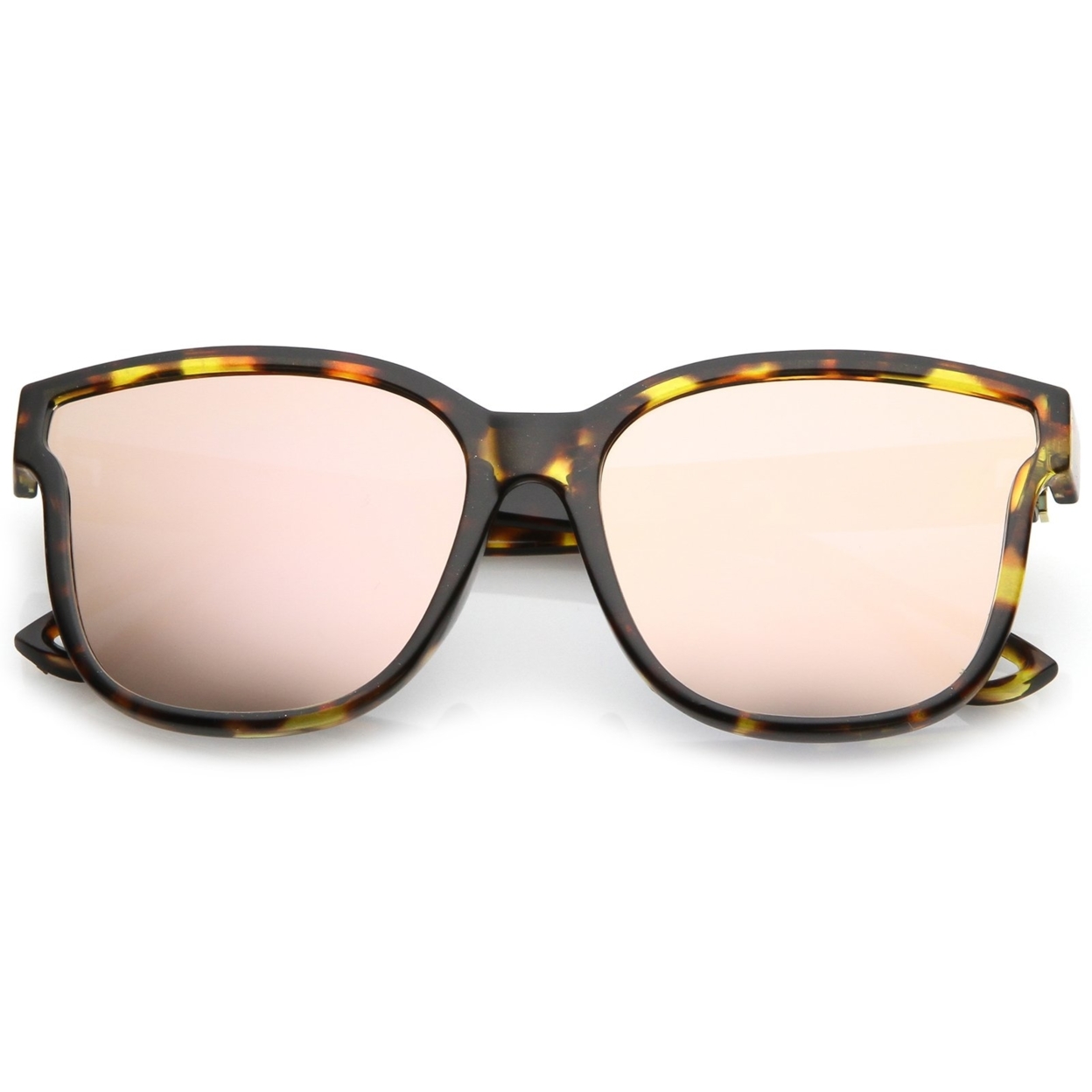 Women's Horn Rim Metal Accent Mirrored Square Flat Lens Cat Eye Sunglasses 55mm - Matte Black / Red Mirror
