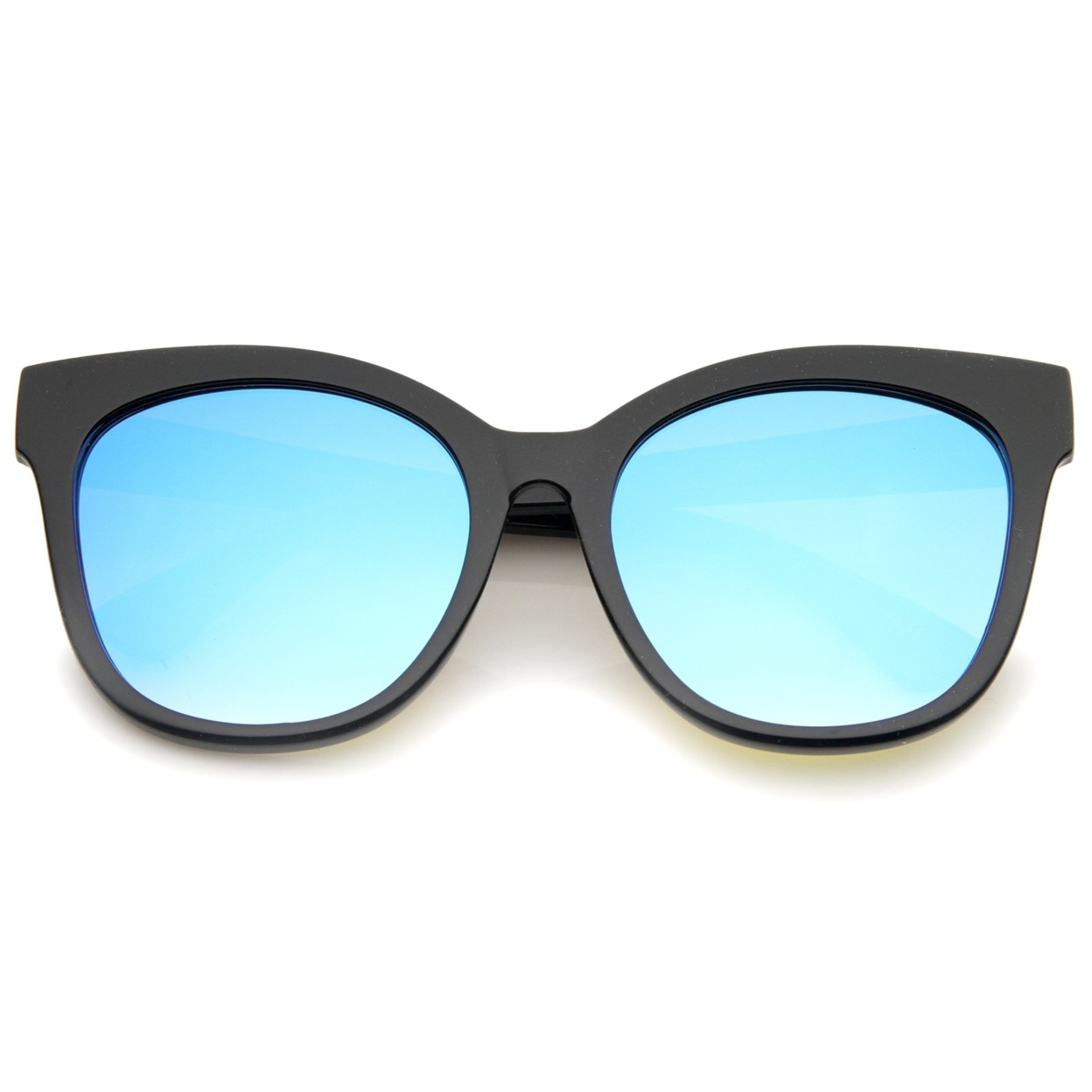 Women's Horn Rimmed Color Mirror Flat Lens Oversize Cat Eye Sunglasses 57mm - Black / Orange Mirror