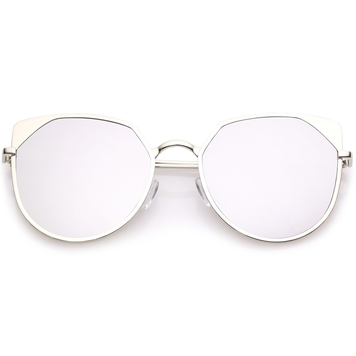 Women's Oversize Cat Eye Sunglasses With Colored Mirror Flat Lens 59mm - Gold / Gold Mirror