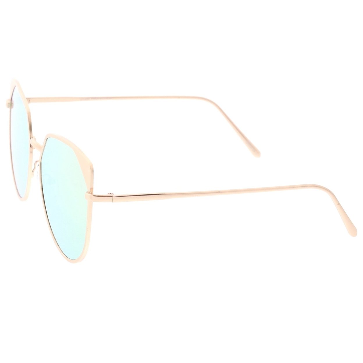 Women's Oversize Cat Eye Sunglasses With Pink Colored Mirror Flat Lens 59mm - Gold / Pink Mirror