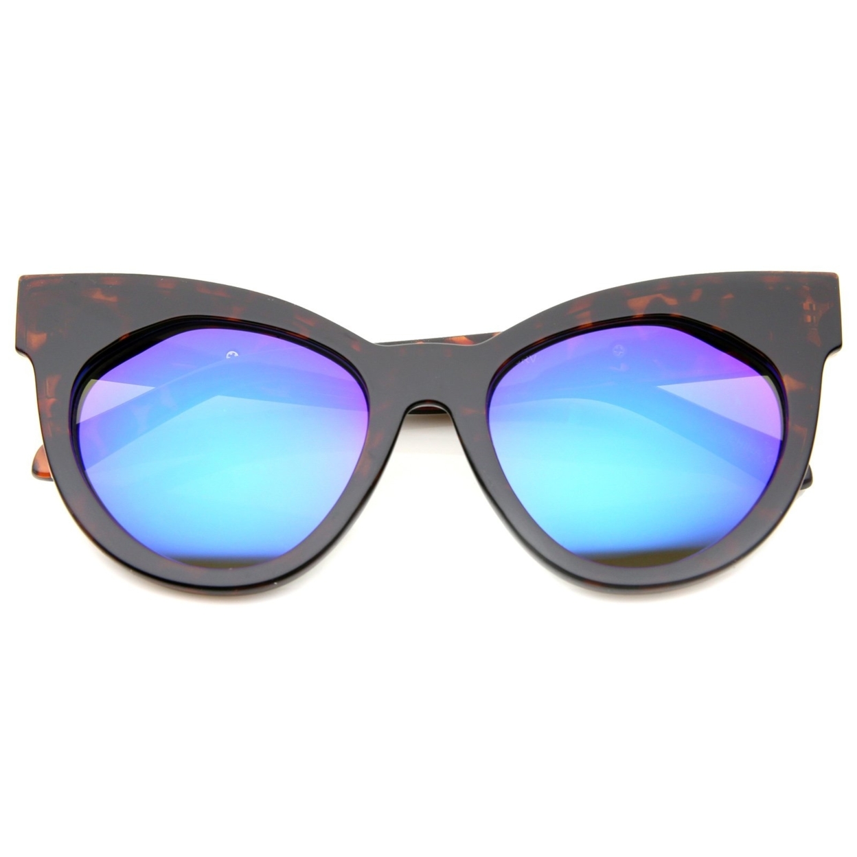 Women's Oversize Chunky Frame Iridescent Lens Cat Eye Sunglasses 55mm - Black / Gold Mirror