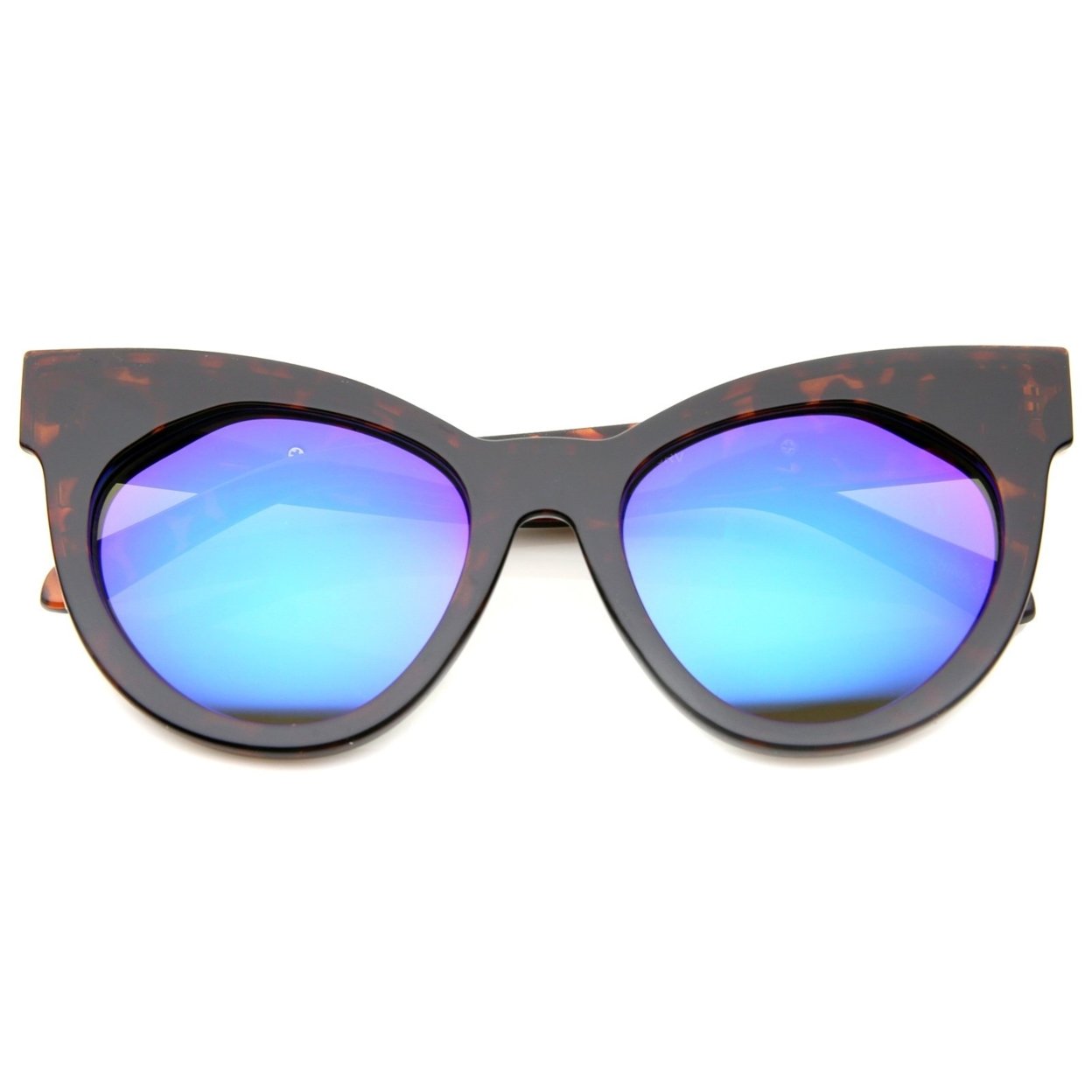 Women's Oversize Chunky Frame Iridescent Lens Cat Eye Sunglasses 55mm - Black / Orange Mirror