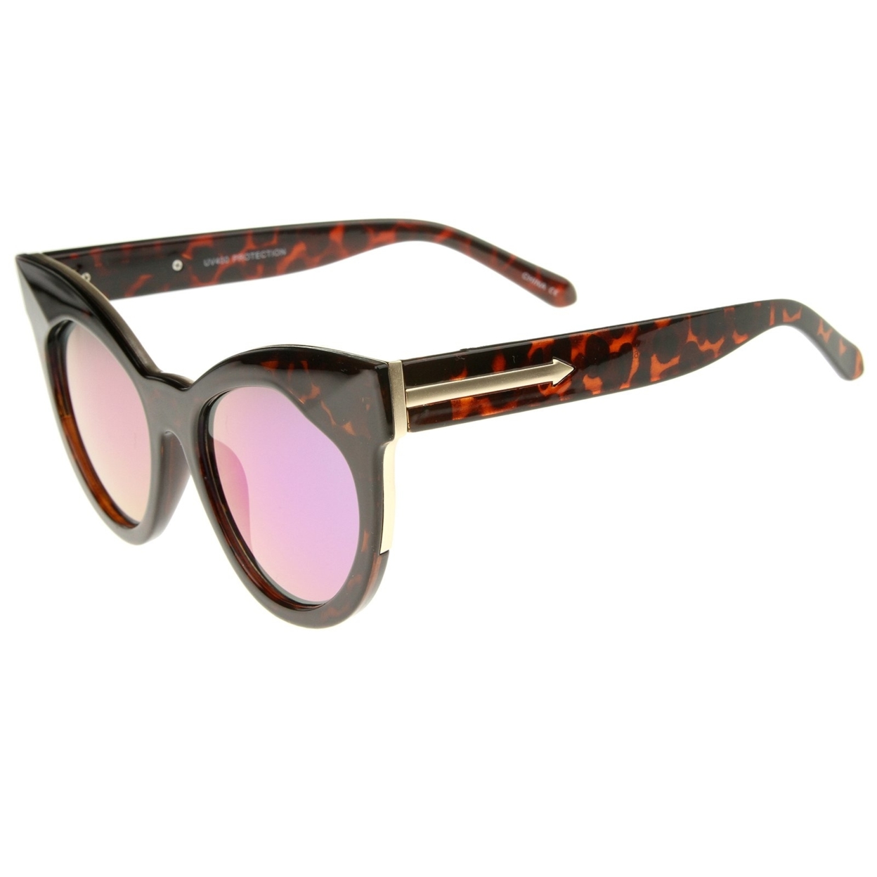 Women's Oversize Chunky Frame Iridescent Lens Cat Eye Sunglasses 55mm - White / Blue Mirror