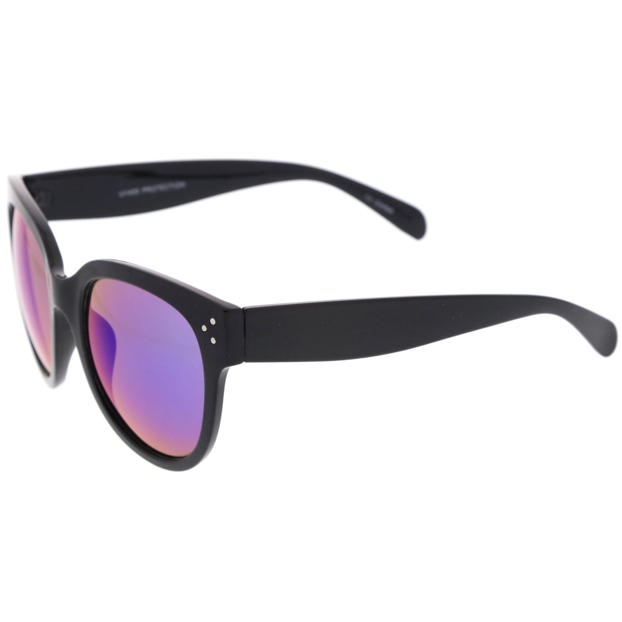Women's Oversize Horn Rimmed Colored Mirror Lens Cat Eye Sunglasses 56mm - Black / Magenta-Green Mirror
