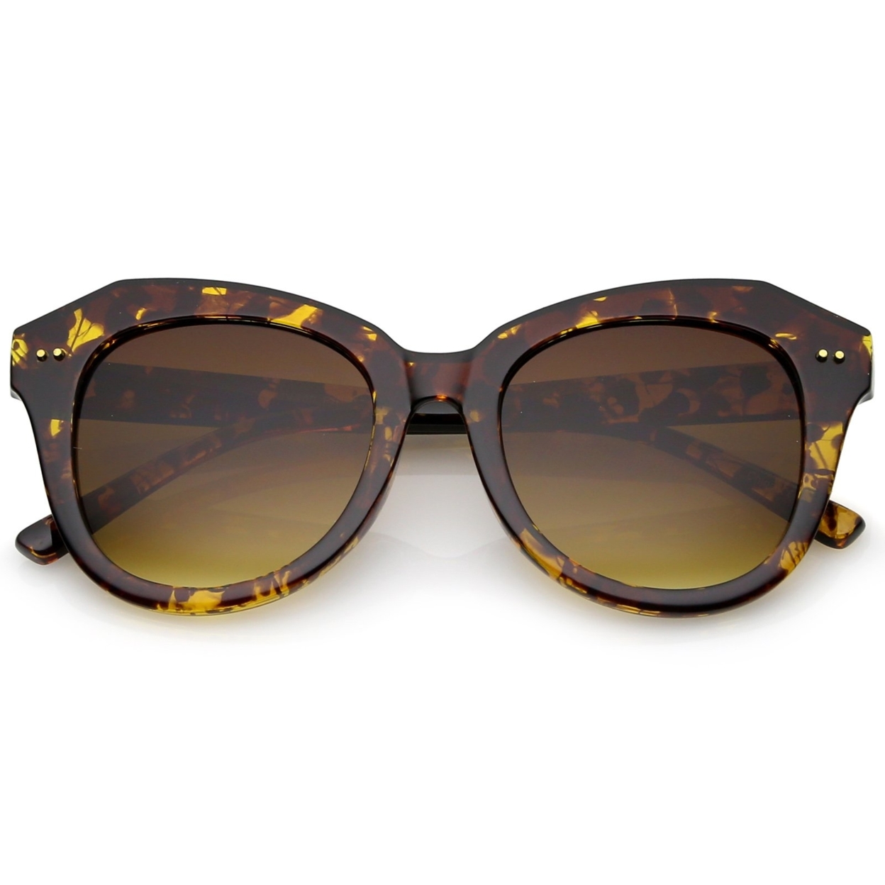 Women's Oversize Horn Rimmed Round Lens Cat Eye Sunglasses 52mm - Tortoise / Amber