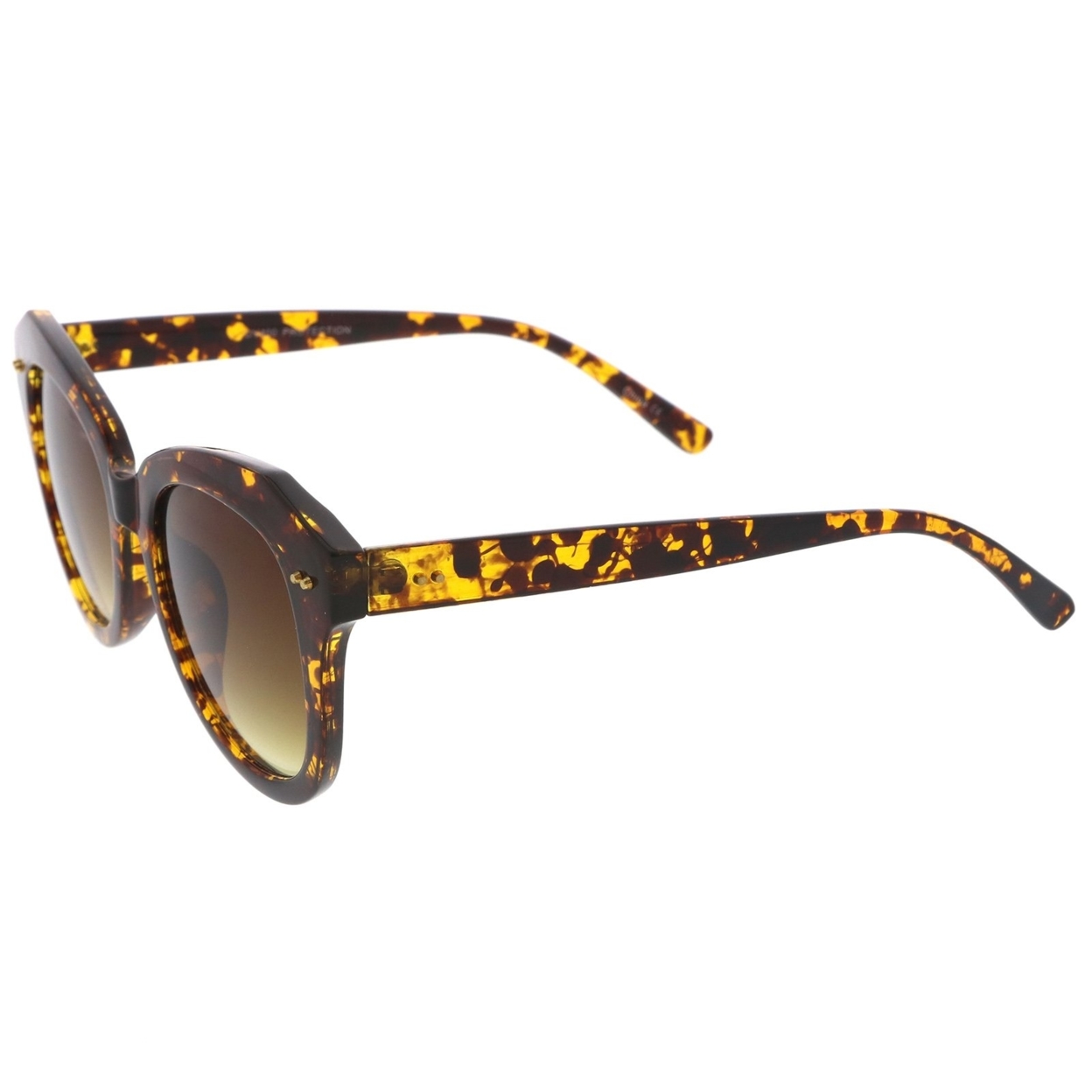 Women's Oversize Horn Rimmed Round Lens Cat Eye Sunglasses 52mm - Black / Lavender