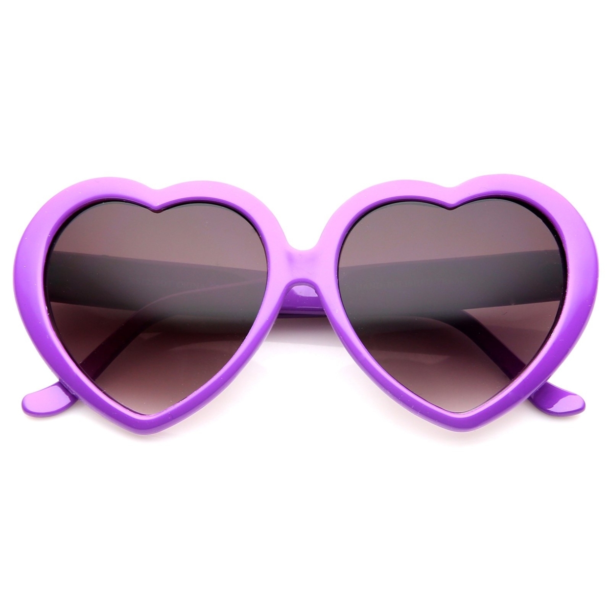 Women's Oversize Neutral-Colored Lens Heart Shaped Sunglasses 55mm - Black / Lavender