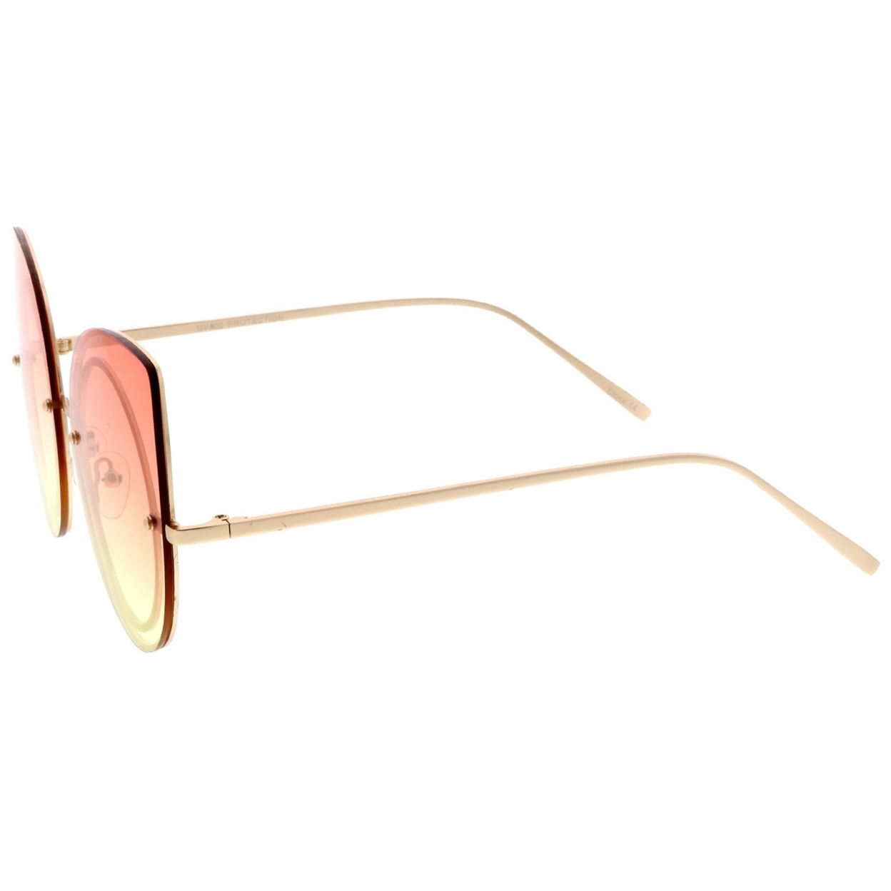 Women's Oversize Rimless Colored Gradient Flat Lens Cat Eye Sunglasses 63mm - Silver / Purple-Pink