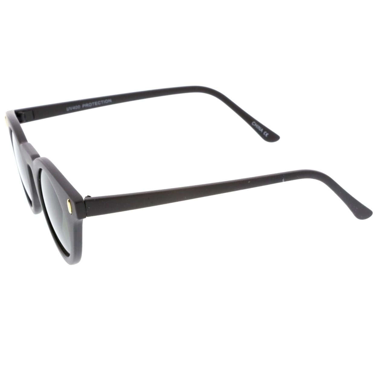 Women's Small Slim Temple Flat Round Lens Cat Eye Sunglasses 39mm - Tortoise / Amber
