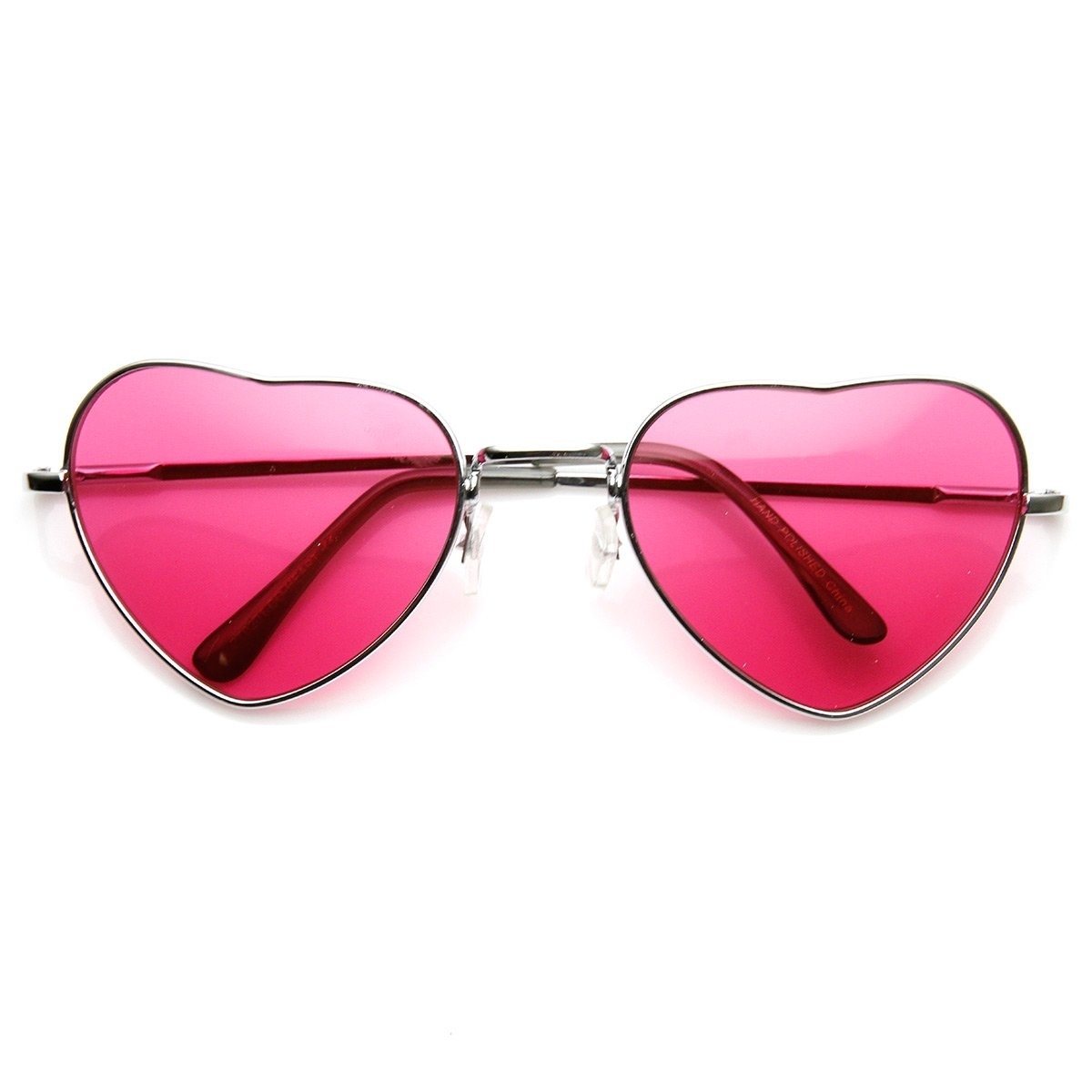 Womens Adorable Metal Heart Shape Color Tinted Sunglasses - Blue