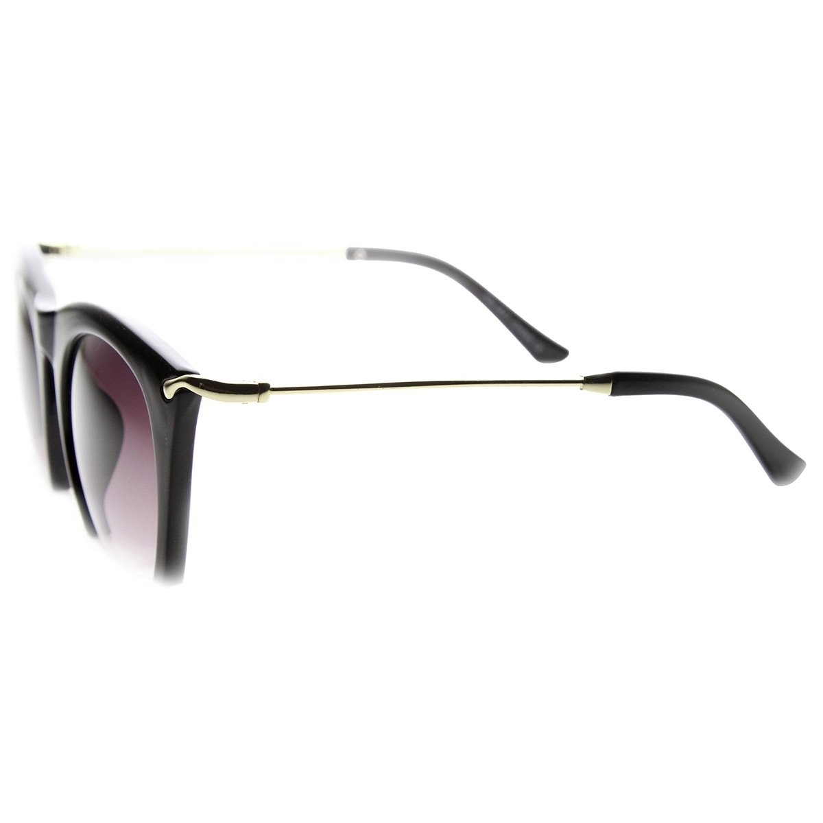 Womens Cateye High Fashion Semi-Rimless Metal Arms Sunglasses - Black Lavender
