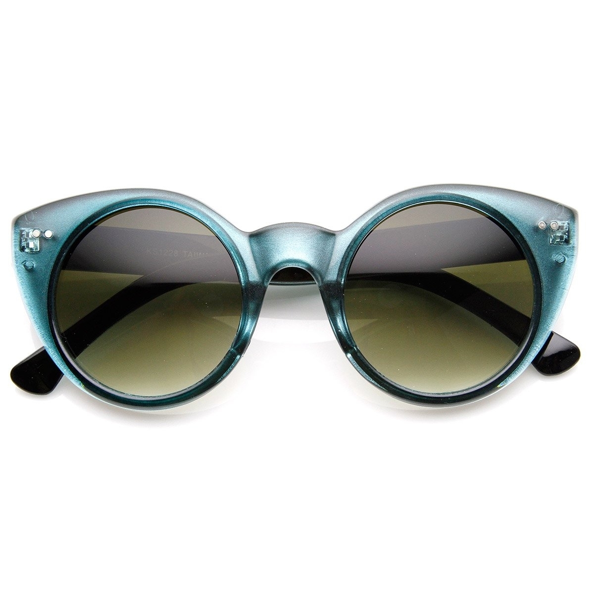 Womens Chic Round Circular Pointed Cat Eye Sunglasses - Brown