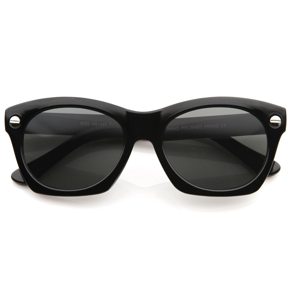 Womens Fashion Cateye Thick Bold Frame Horned Rim Sunglasses - Black