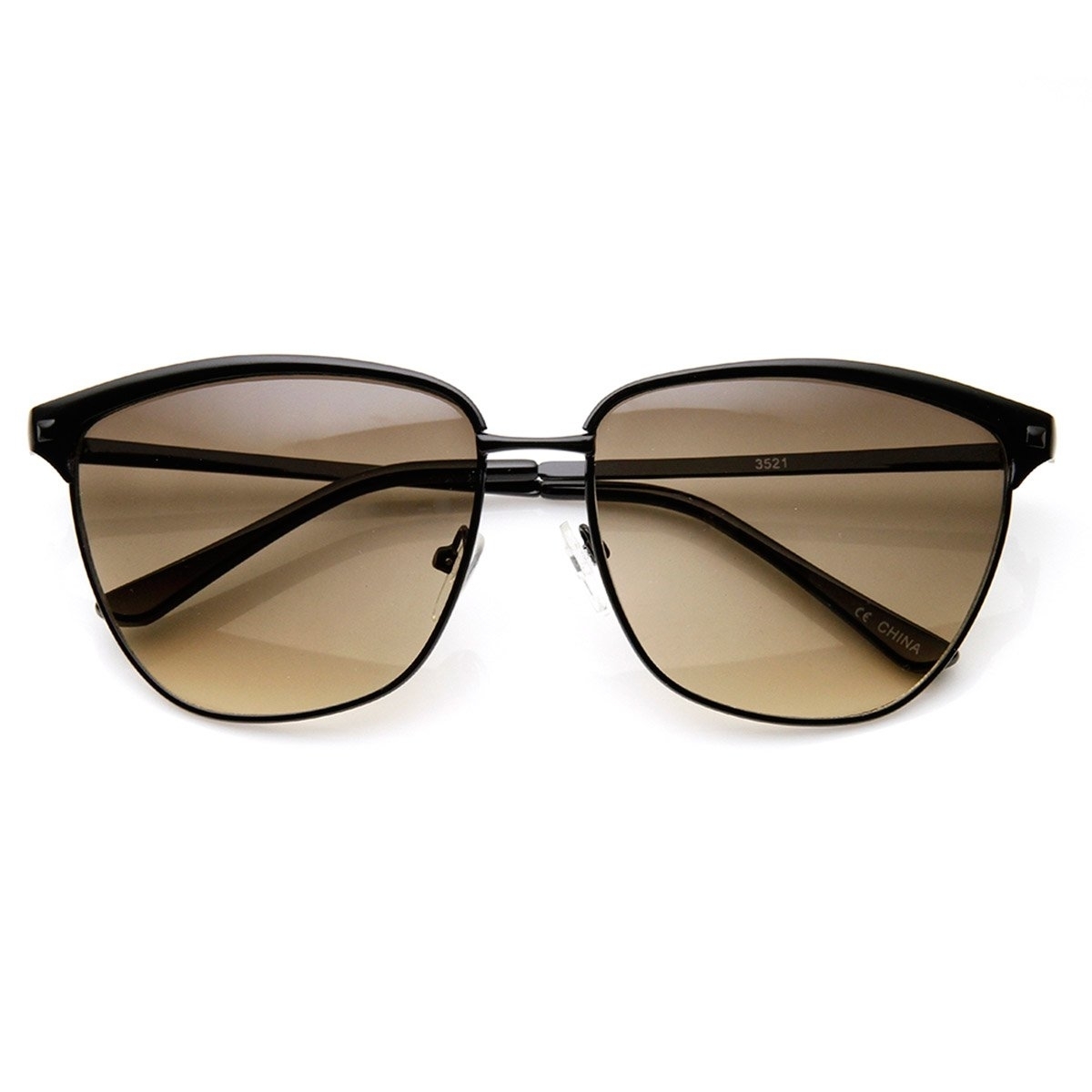 Womens Fashion Full Metal Frame Animal Print Horn Rimmed Sunglasses - Gold-Leopard Amber