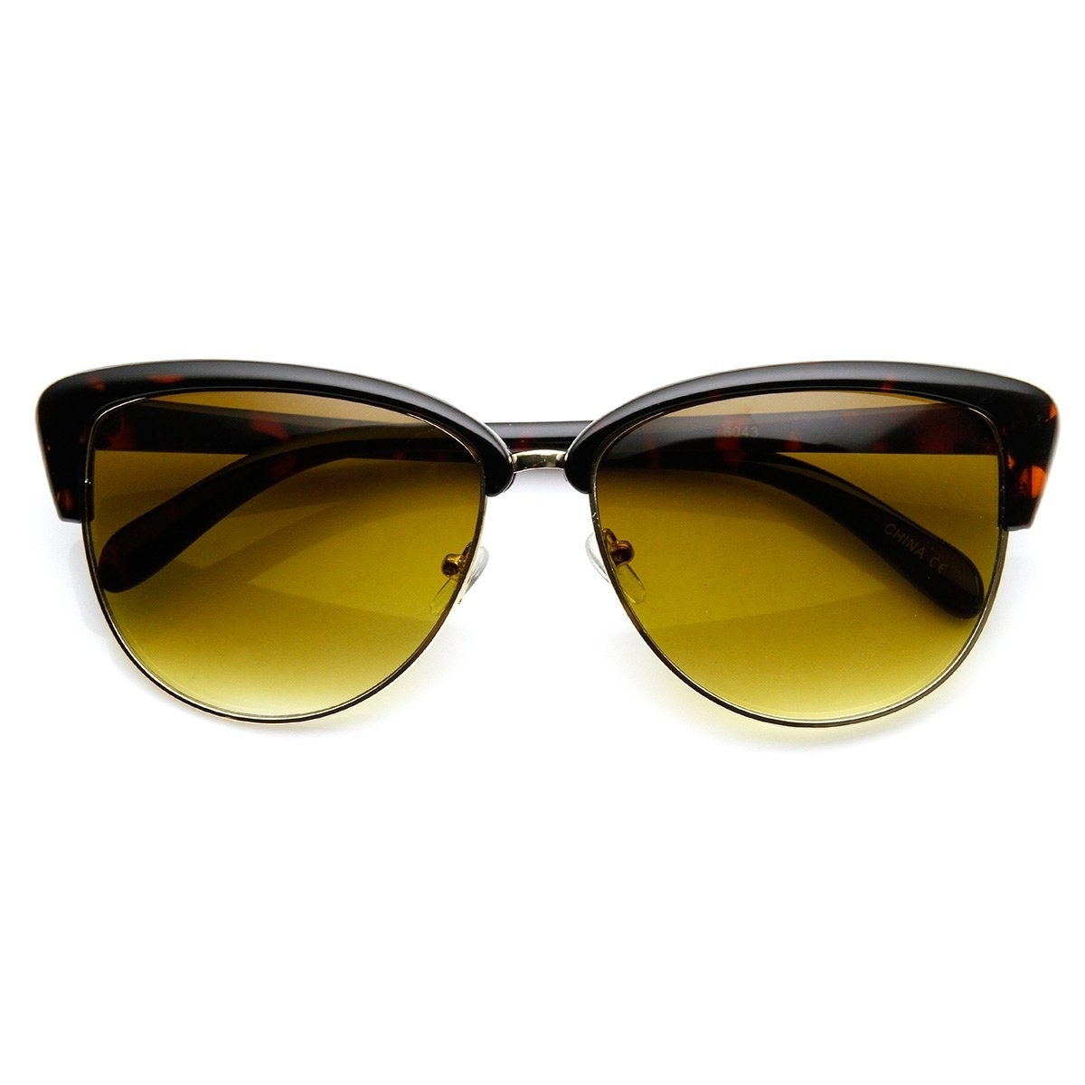Womens Fashion Half Frame Butterfly Bow Tie Cat Eye Sunglasses - Tortoise-Gold