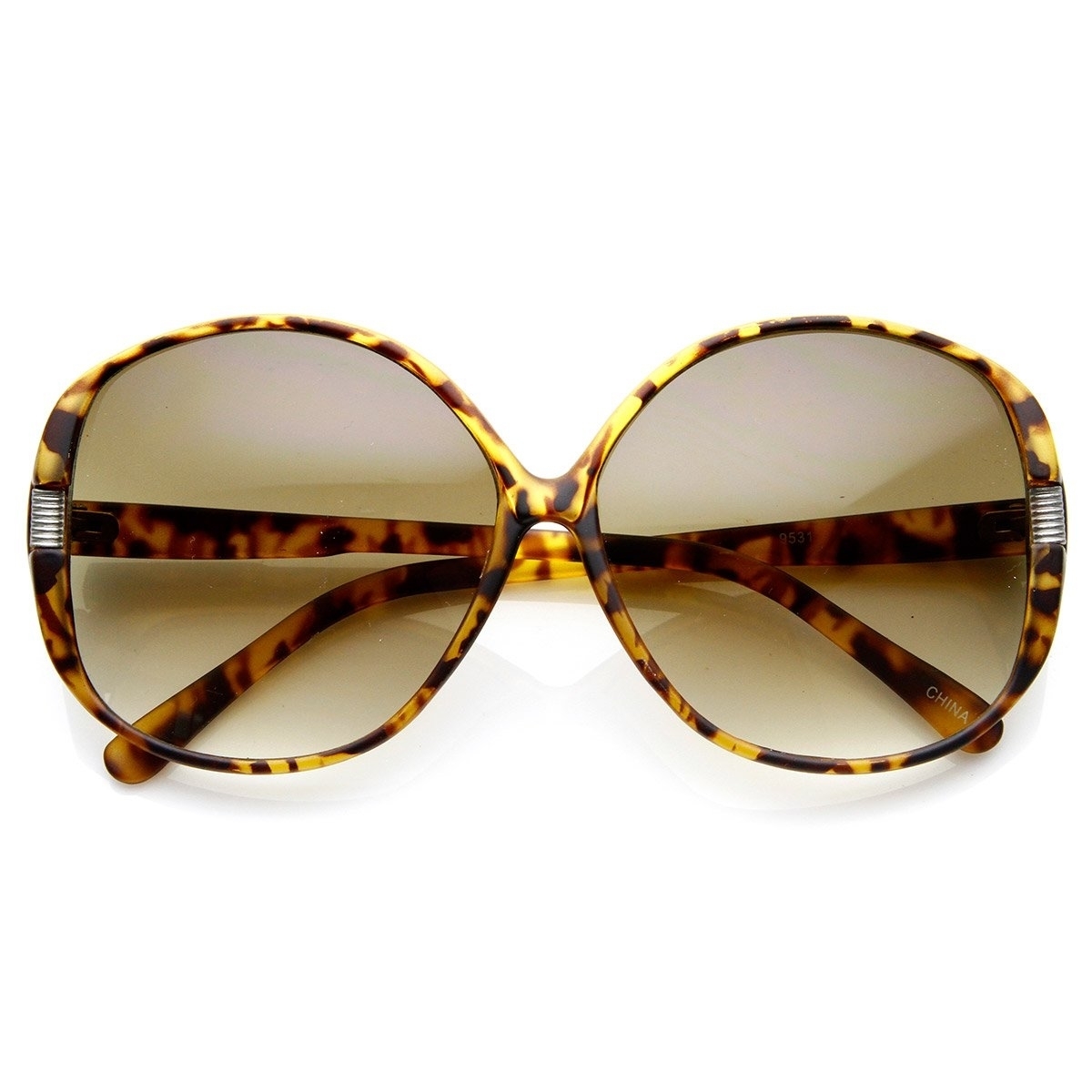 Womens Fashion Metal Accent Round Oversized Sunglasses - Matte Tortoise G15