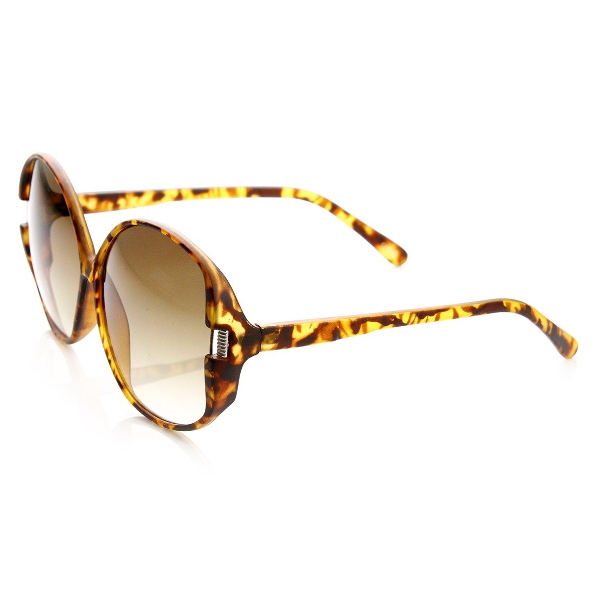 Womens Fashion Metal Accent Round Oversized Sunglasses - Matte Tortoise G15