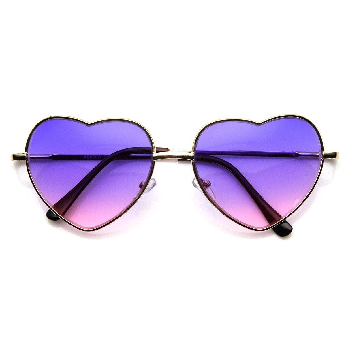 Womens Fashion Metal Color Tint Lens Heart Shaped Sunglasses - Light-Gold Blue-Yellow