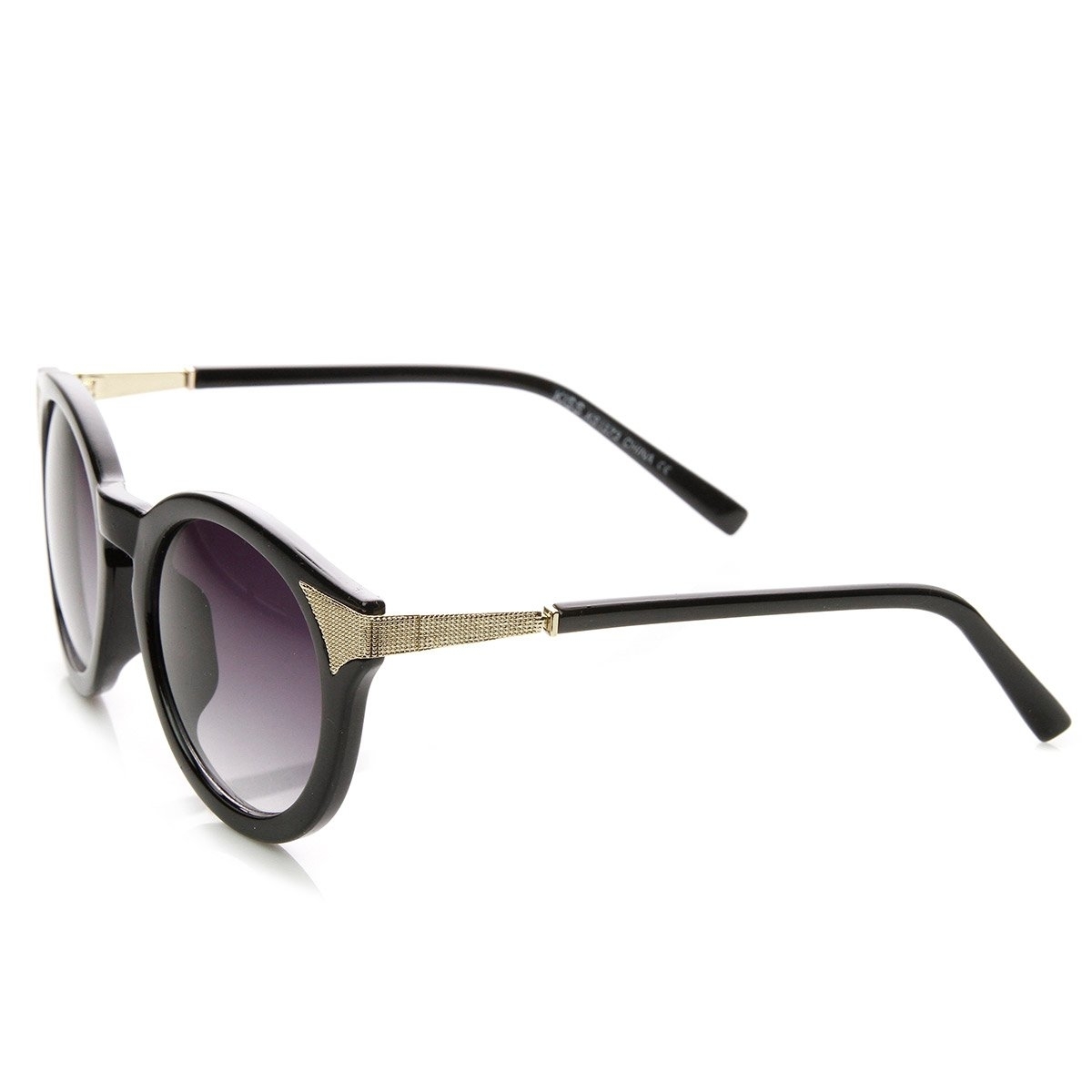Womens Fashion P3 Circle Round Cat Eye Sunglasses - Black-Silver