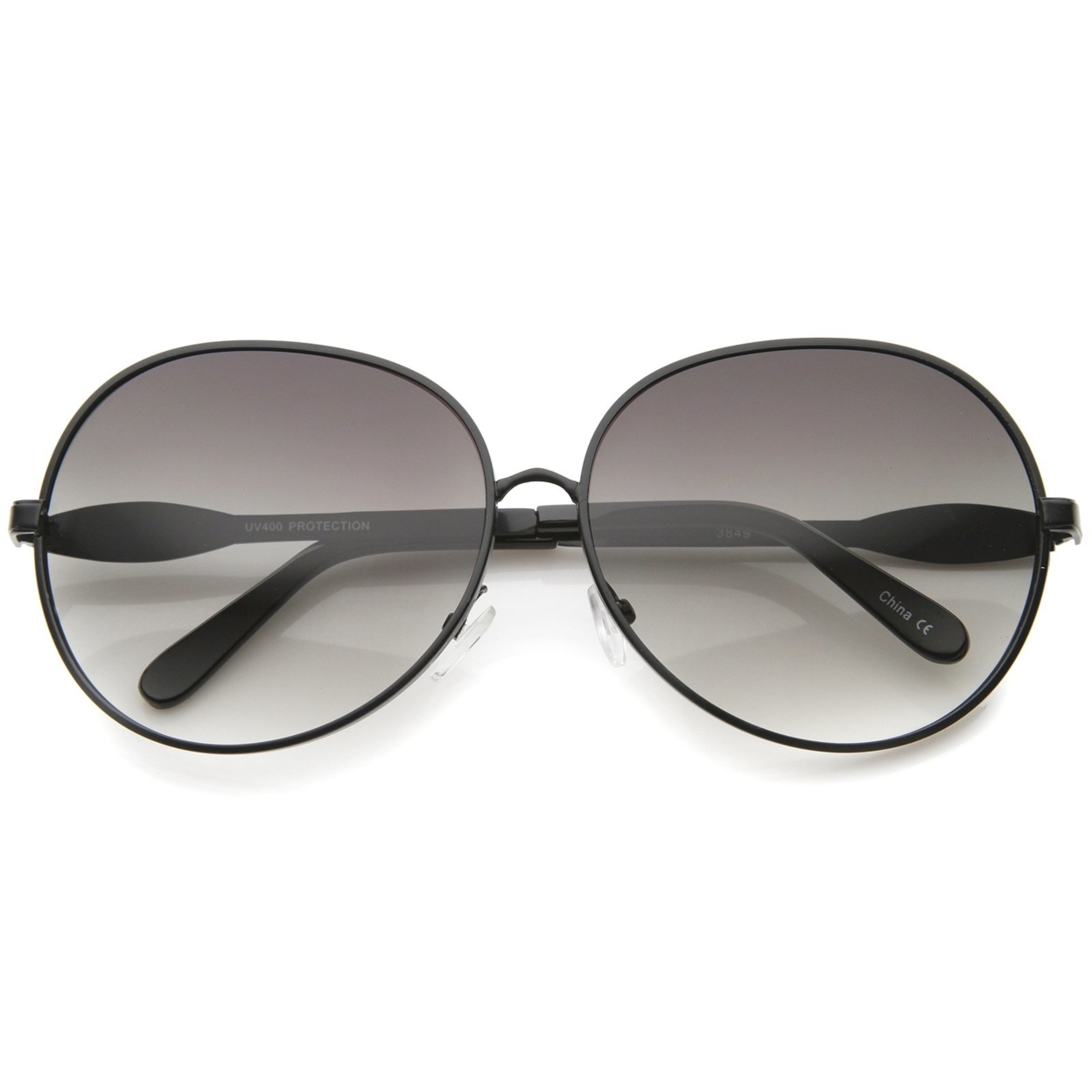 Womens Glam Full Metal Frame Oversized Round Sunglasses 63mm - Gold / Green
