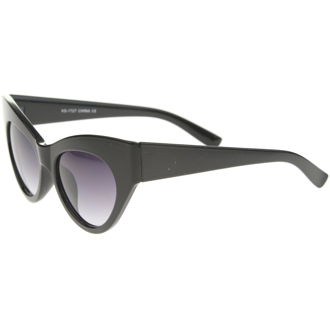 Womens High Fashion Chunky Frame Oversize Bold Cat Eye Sunglasses 57mm - Shiny Black / Lavender