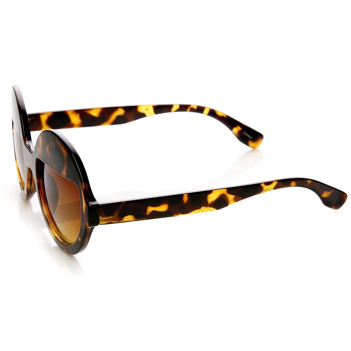 Womens High Fashion Eyelid Half Lens Round Sunglasses - Shiny-Black Lavender