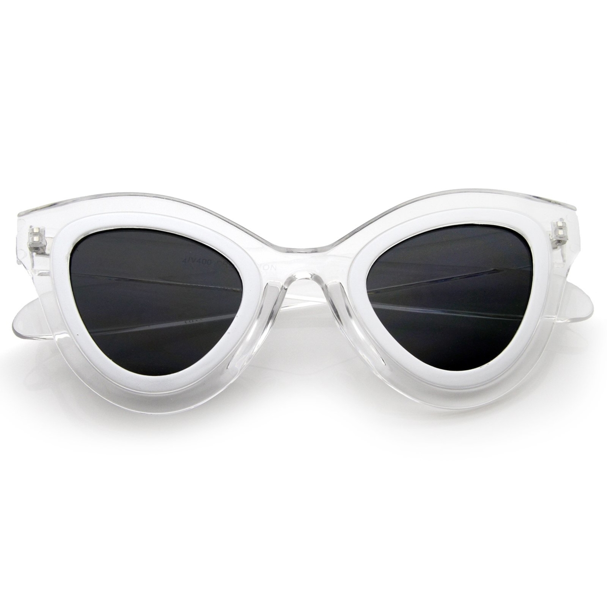 Womens High Fashion Two-Toned Chunky Oversize Cat Eye Sunglasses 42mm - Tortoise-Black / Lavender