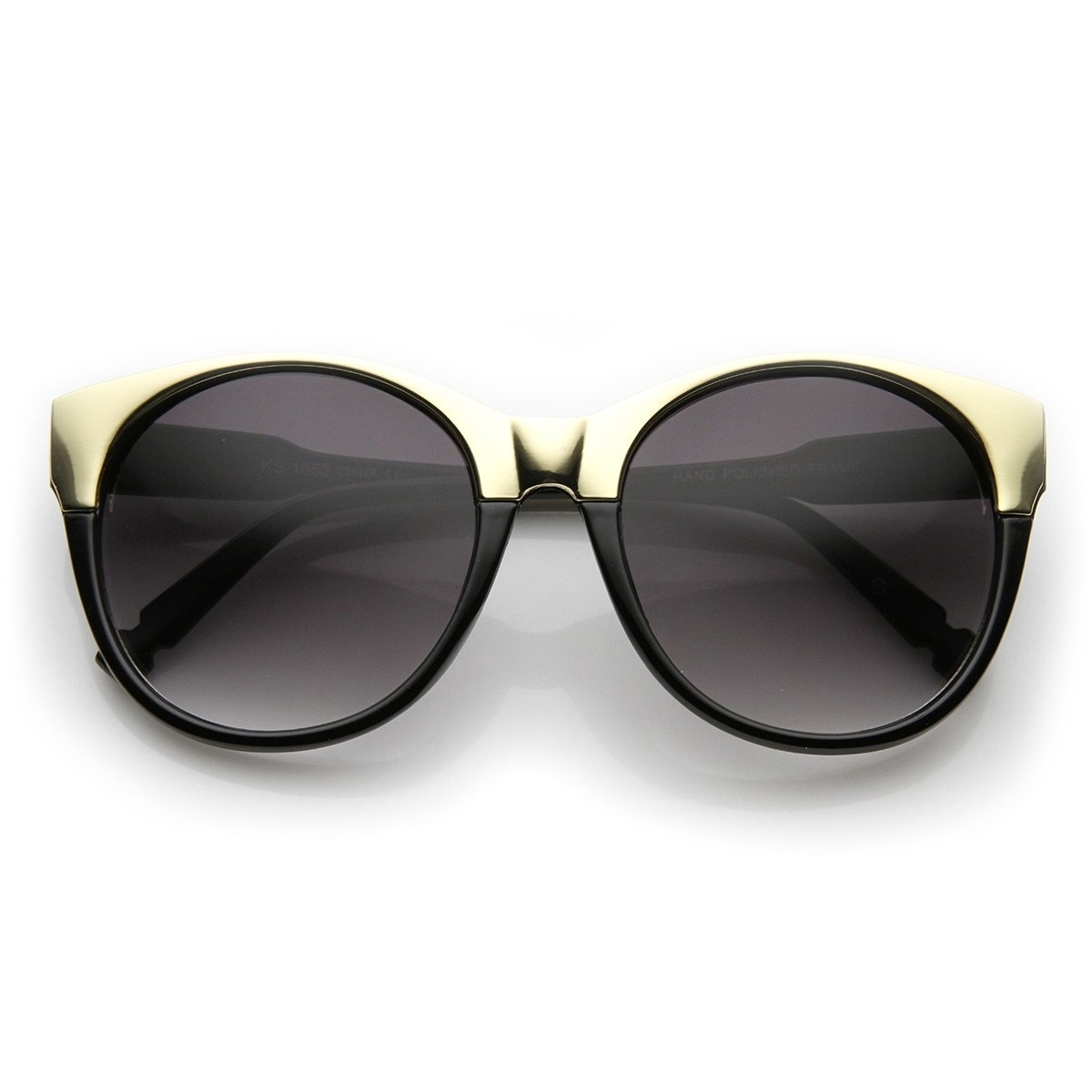 Womens Oversized Pointed Gold 2-Tone Cat Eye Sunglasses - Tortoise Amber