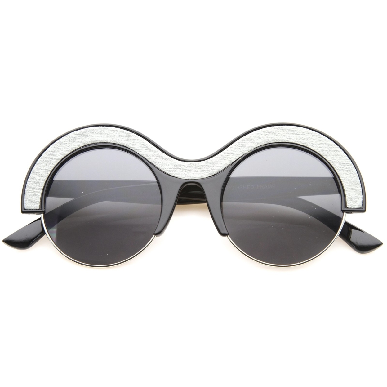 Womens Round Sunglasses With UV400 Protected Mirrored Lens - Black-Grey / Midnight
