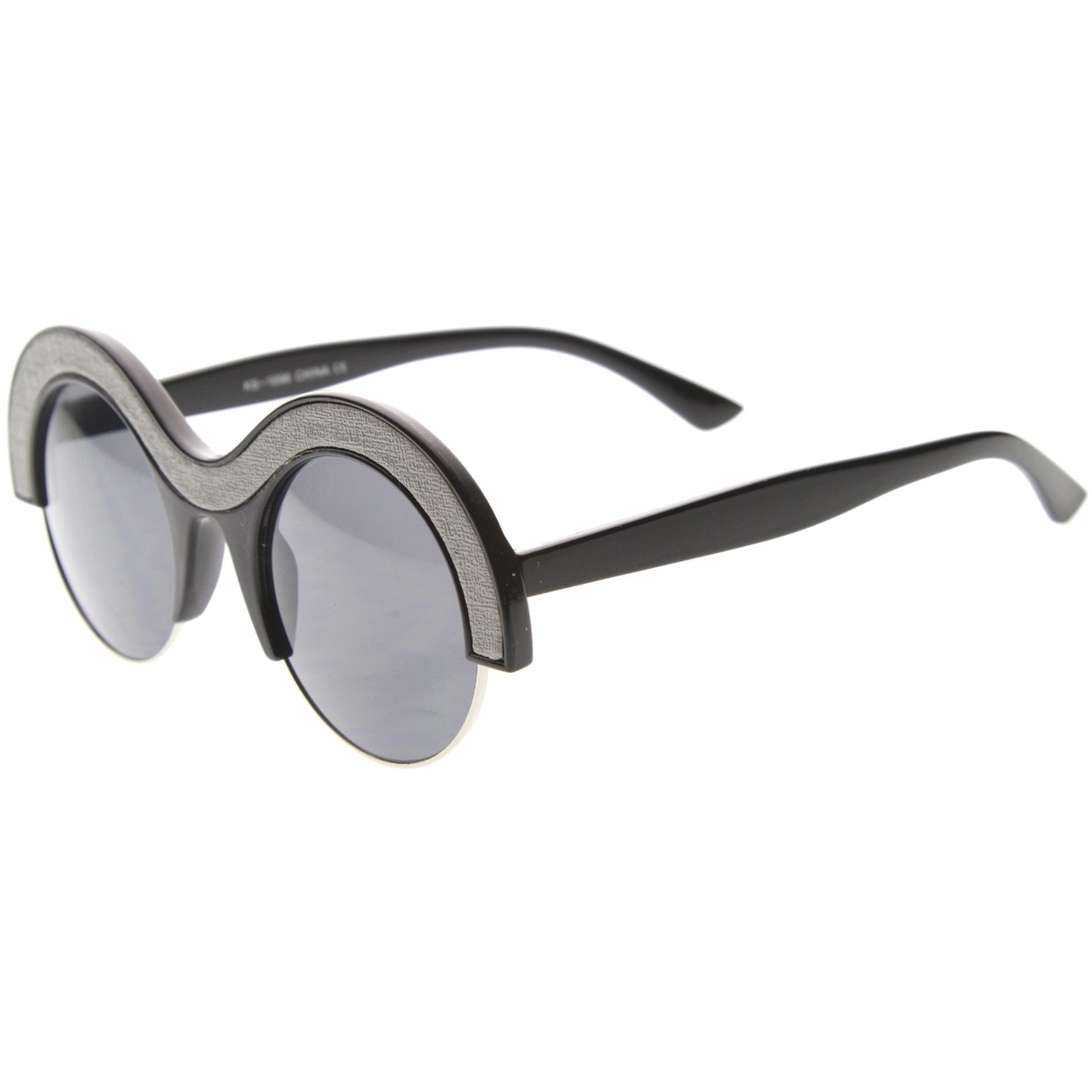 Womens Round Sunglasses With UV400 Protected Mirrored Lens - Black-Grey / Midnight
